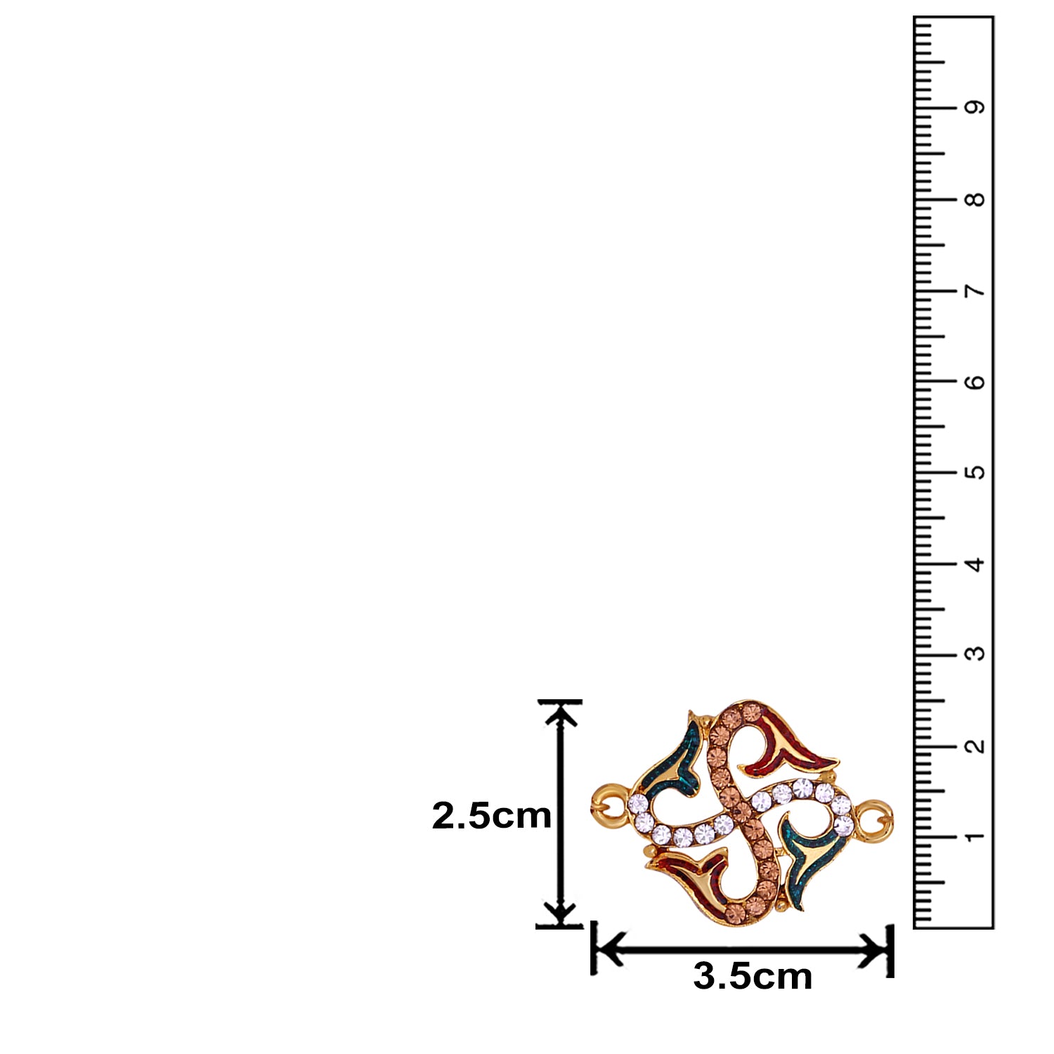 Religious Swastik Rudraksha Rakhi with Brown and White Crystals