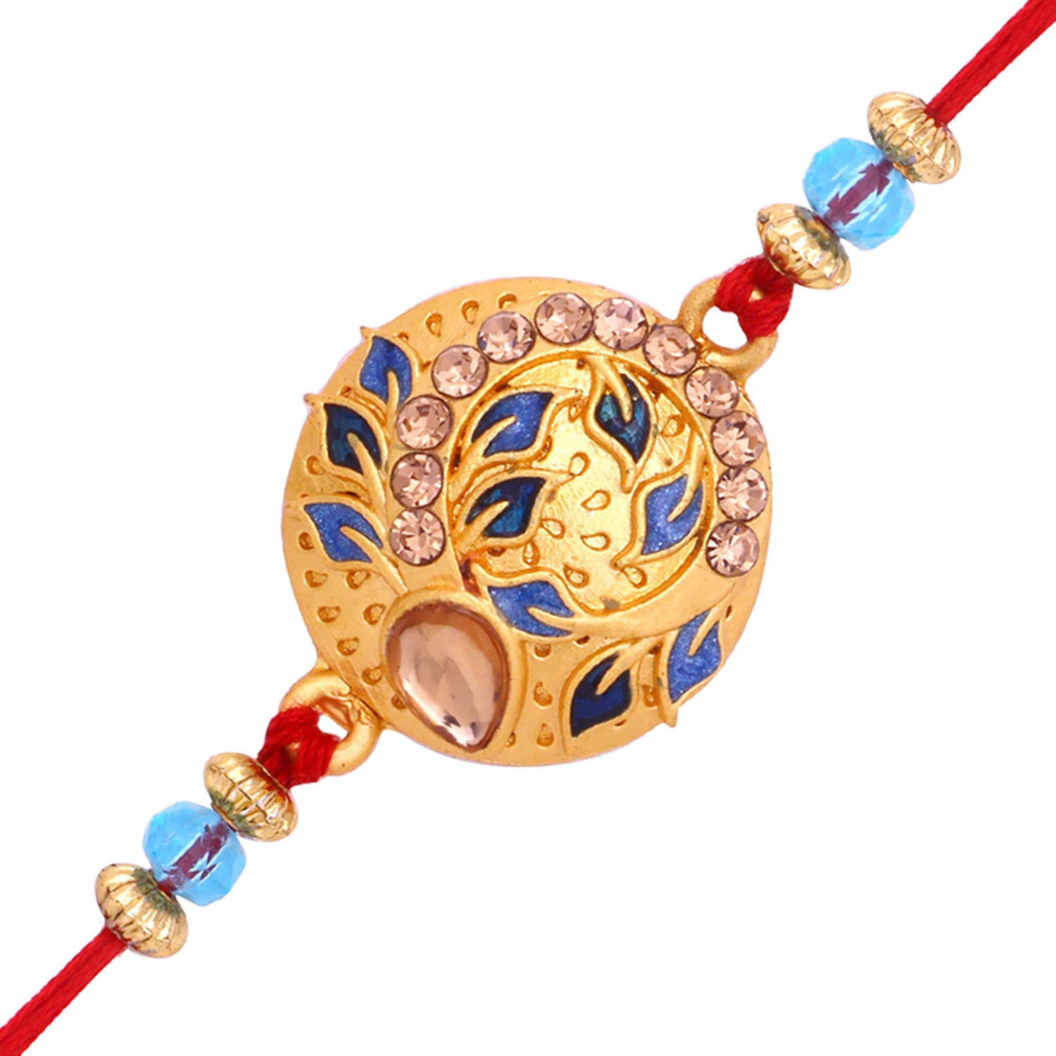 Delightful Rakhi with Meena work and Crystal