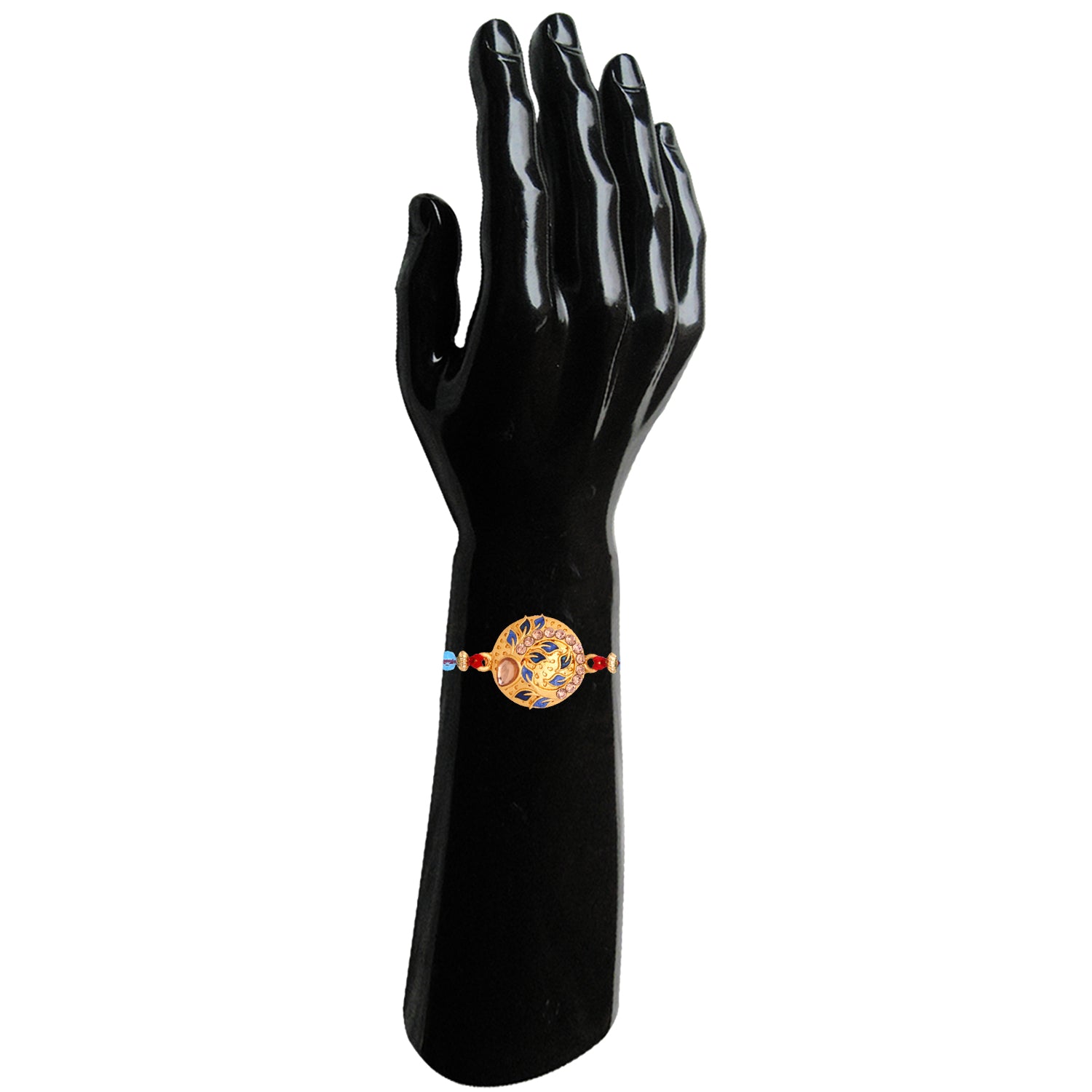 Delightful Rakhi with Meena work and Crystal