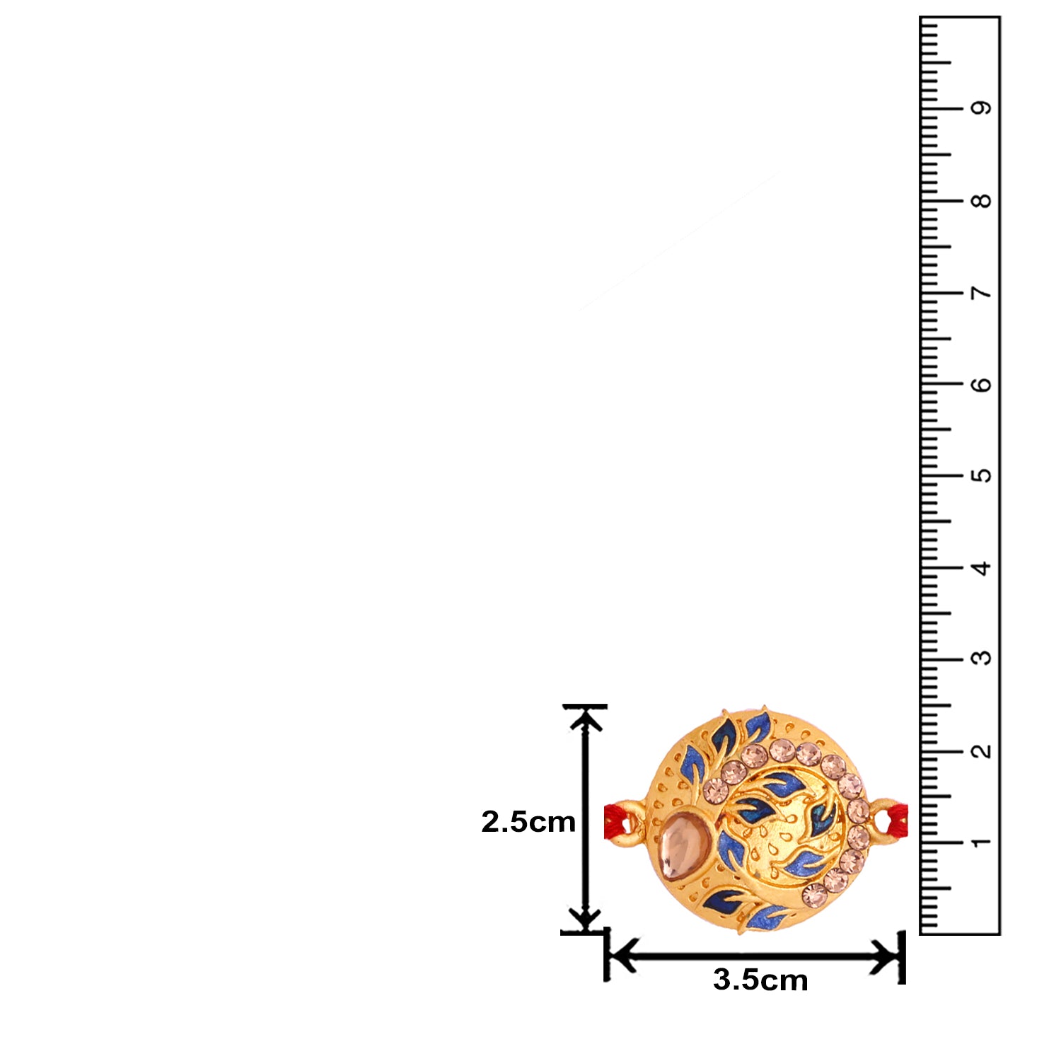 Delightful Rakhi with Meena work and Crystal