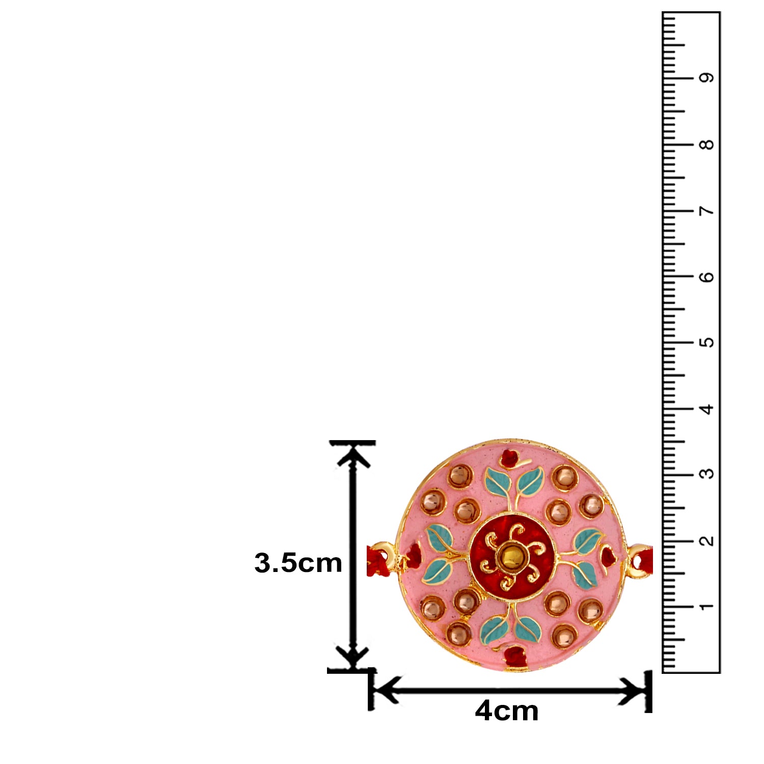 Pink and Green Meenakari Enamel Crysral Rakhi