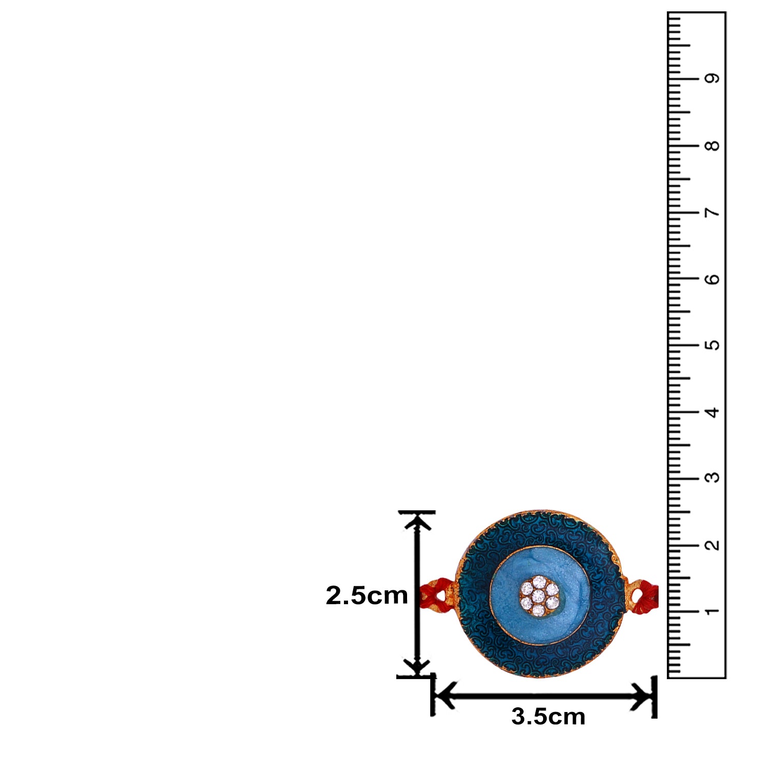 Blue Meenakari Work and White Crystal Round Rakhi