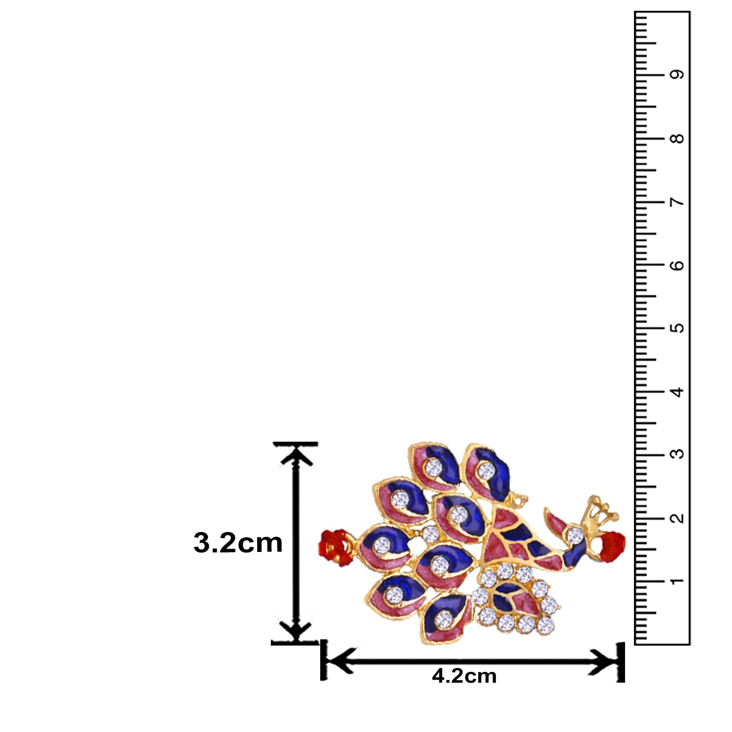 Pink and Blue Meenakari Work Designer Rakhi with Crystals