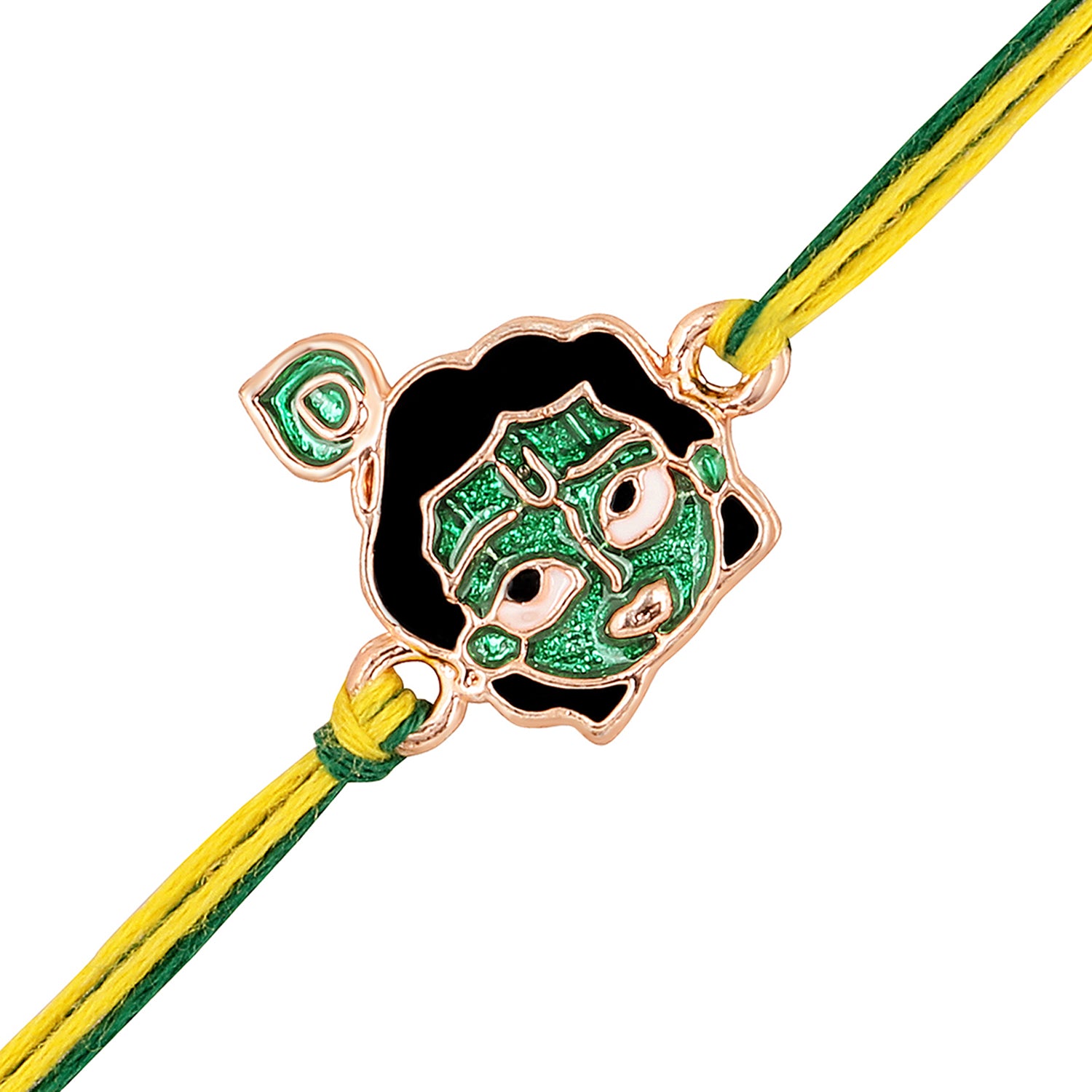 Green Meena Work Bal Krishna Rakhi