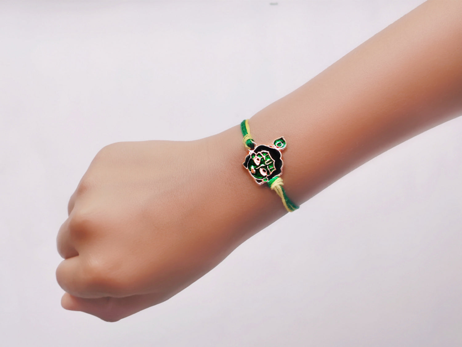 Green Meena Work Bal Krishna Rakhi