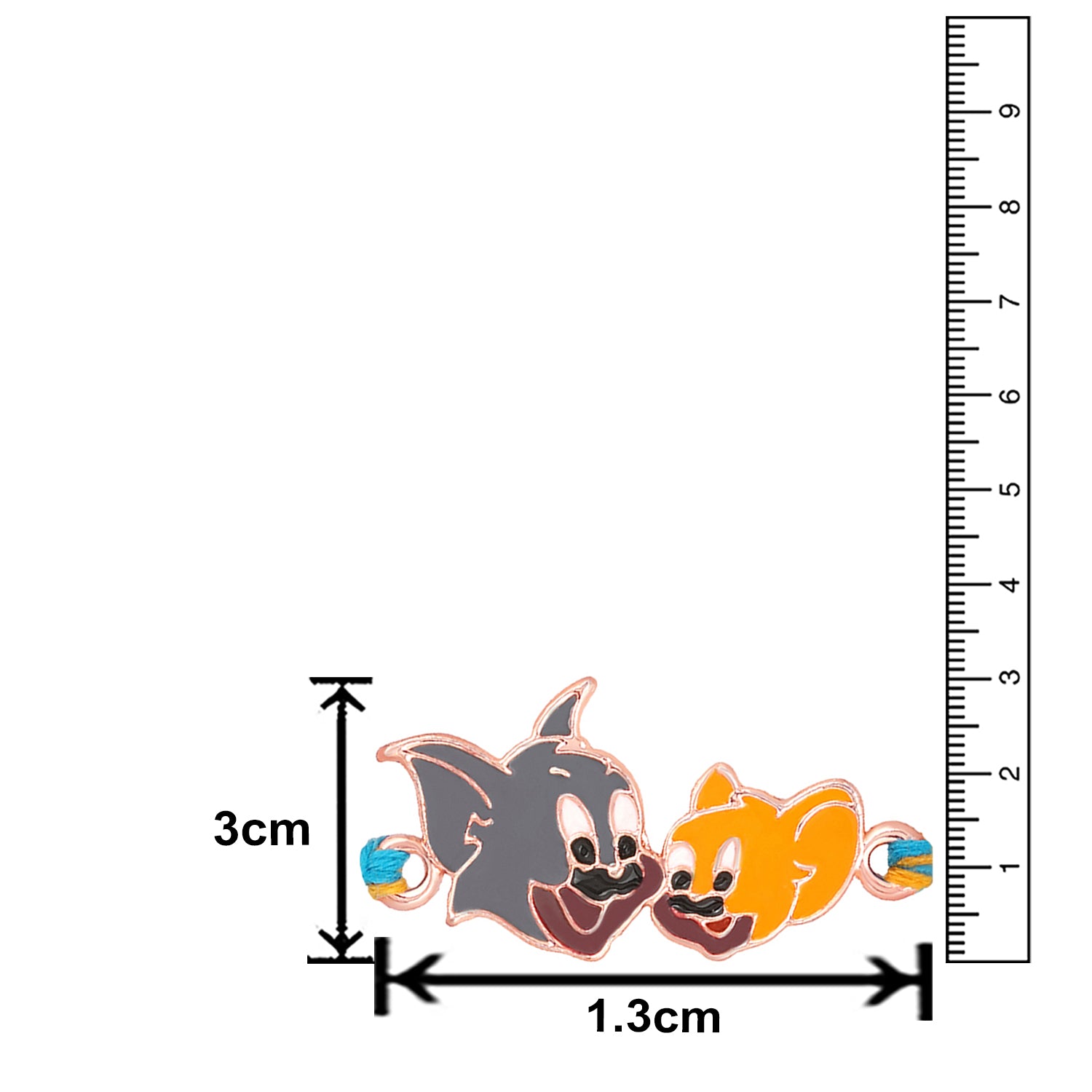 Rose Gold Plated Cartoon Rakhi for Kids with Meena Work