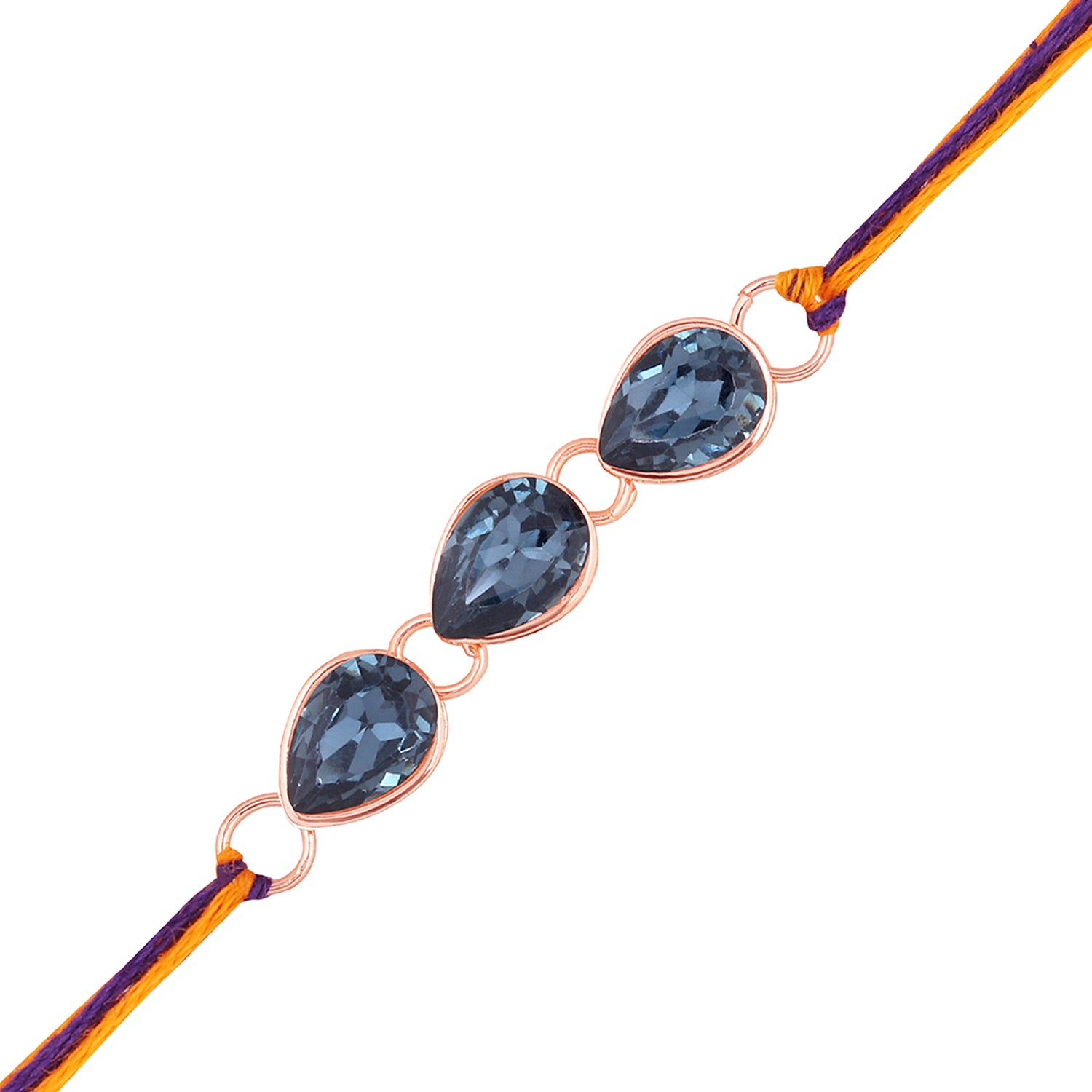 Water Drop Shape Monatana Blue Crystal Rakhi