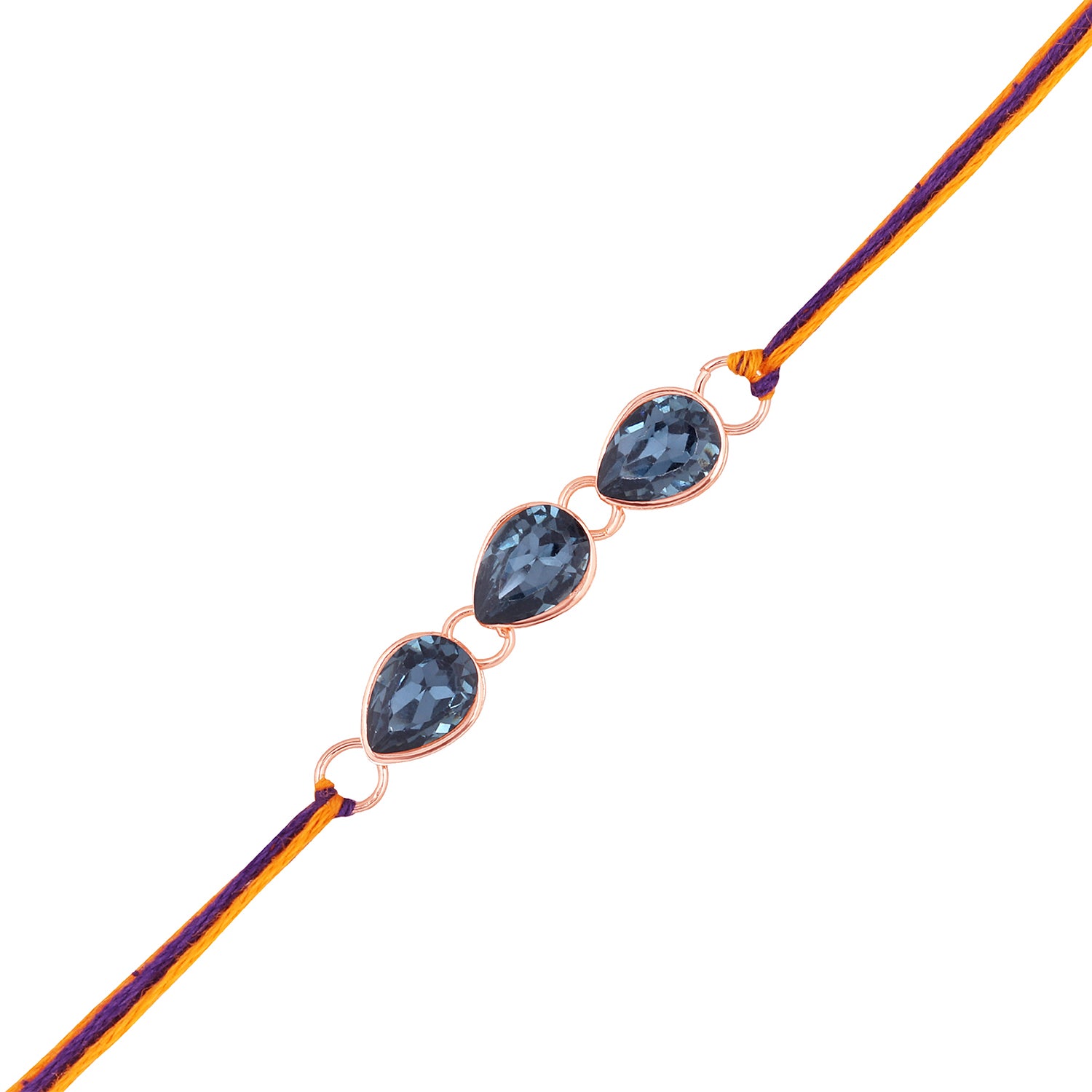 Water Drop Shape Monatana Blue Crystal Rakhi