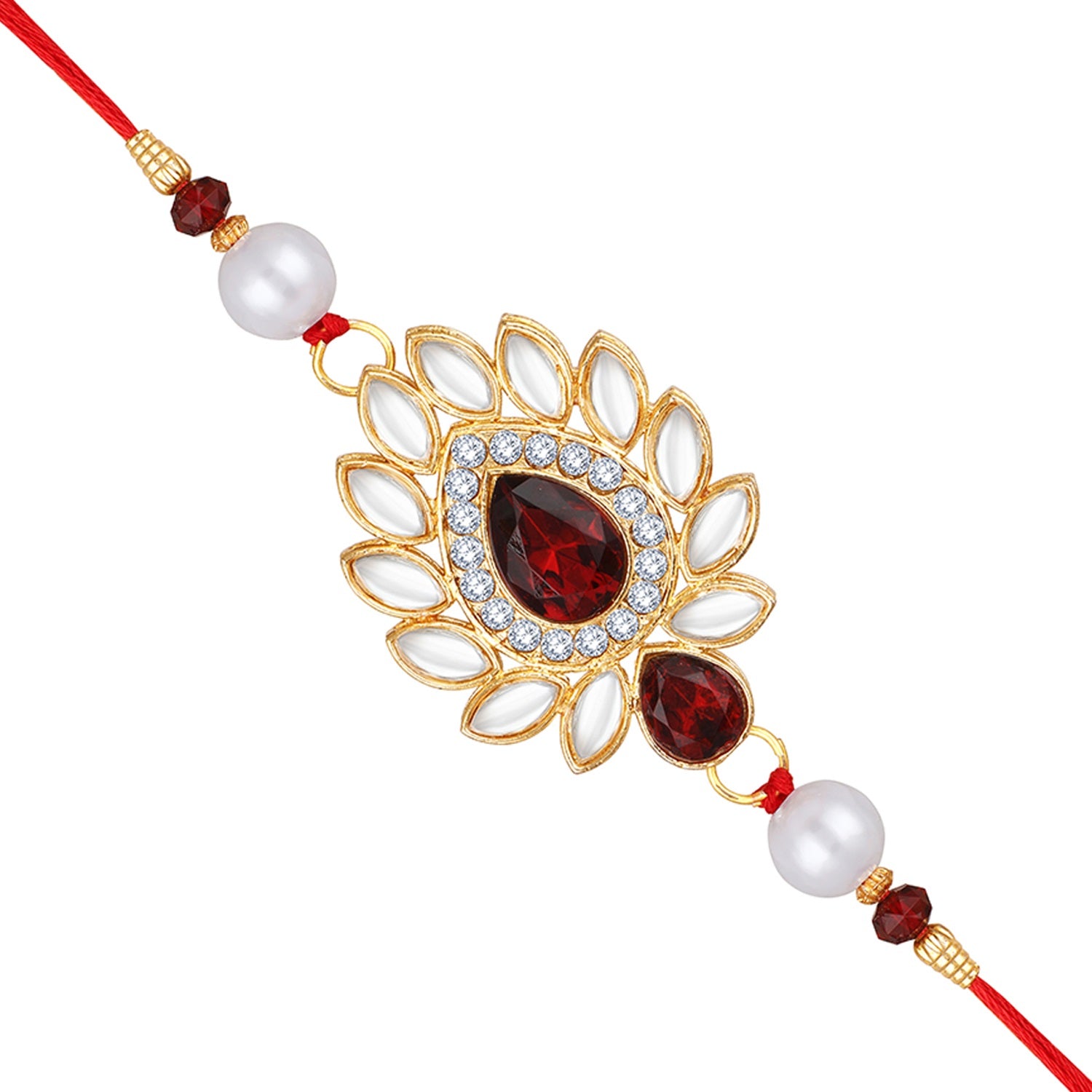 Leaf Shape Red and White Rakhi
