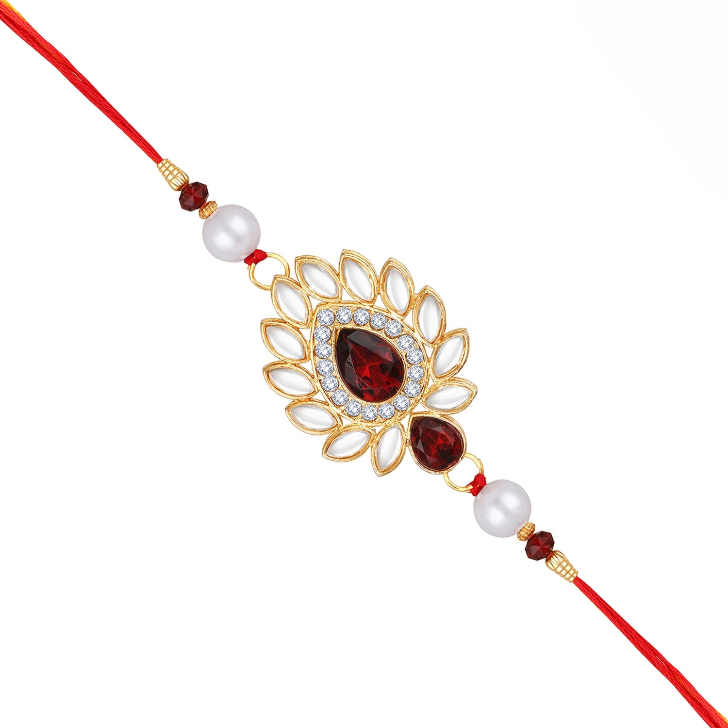 Leaf Shape Red and White Rakhi