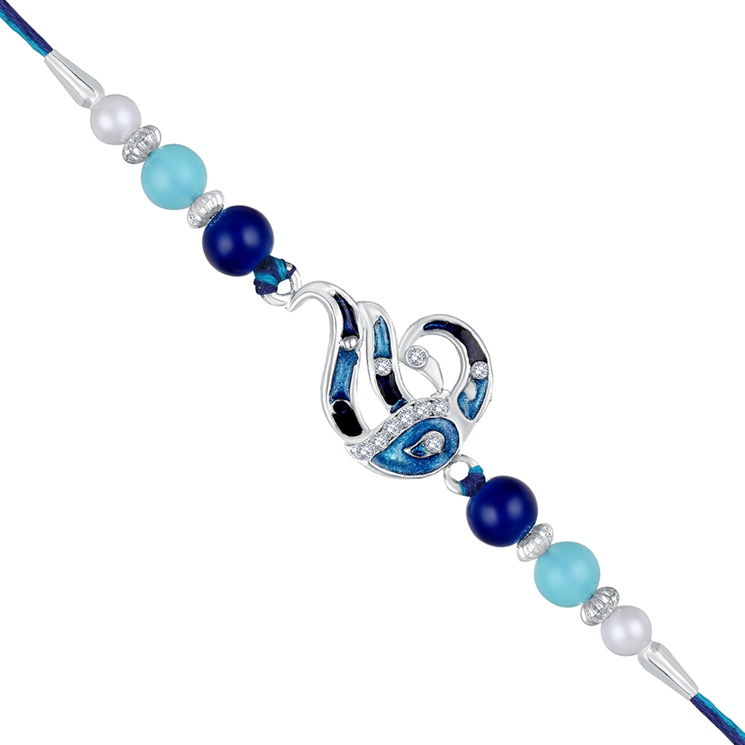 Blue Meenakari Work Peacock Shaped Rakhi