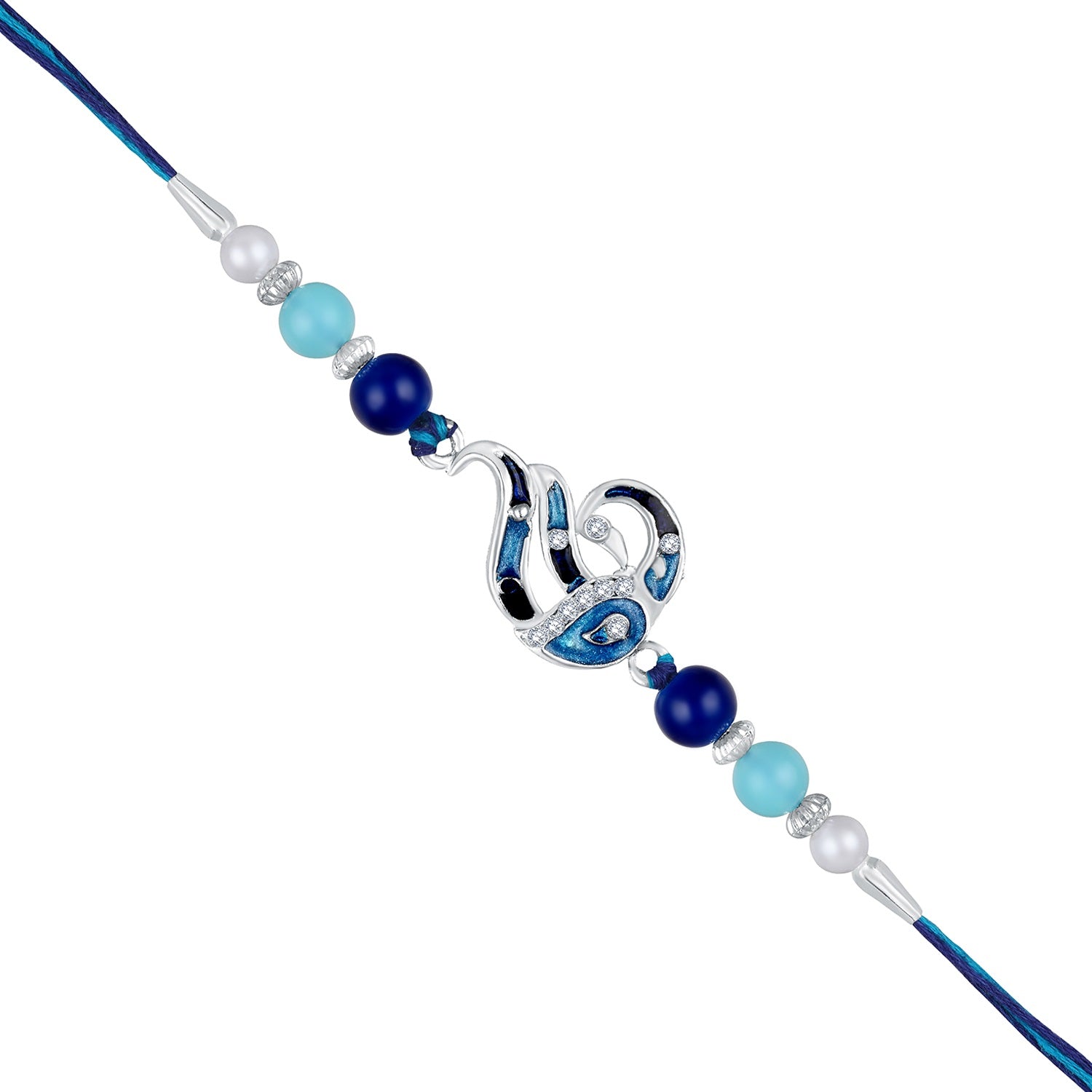 Blue Meenakari Work Peacock Shaped Rakhi