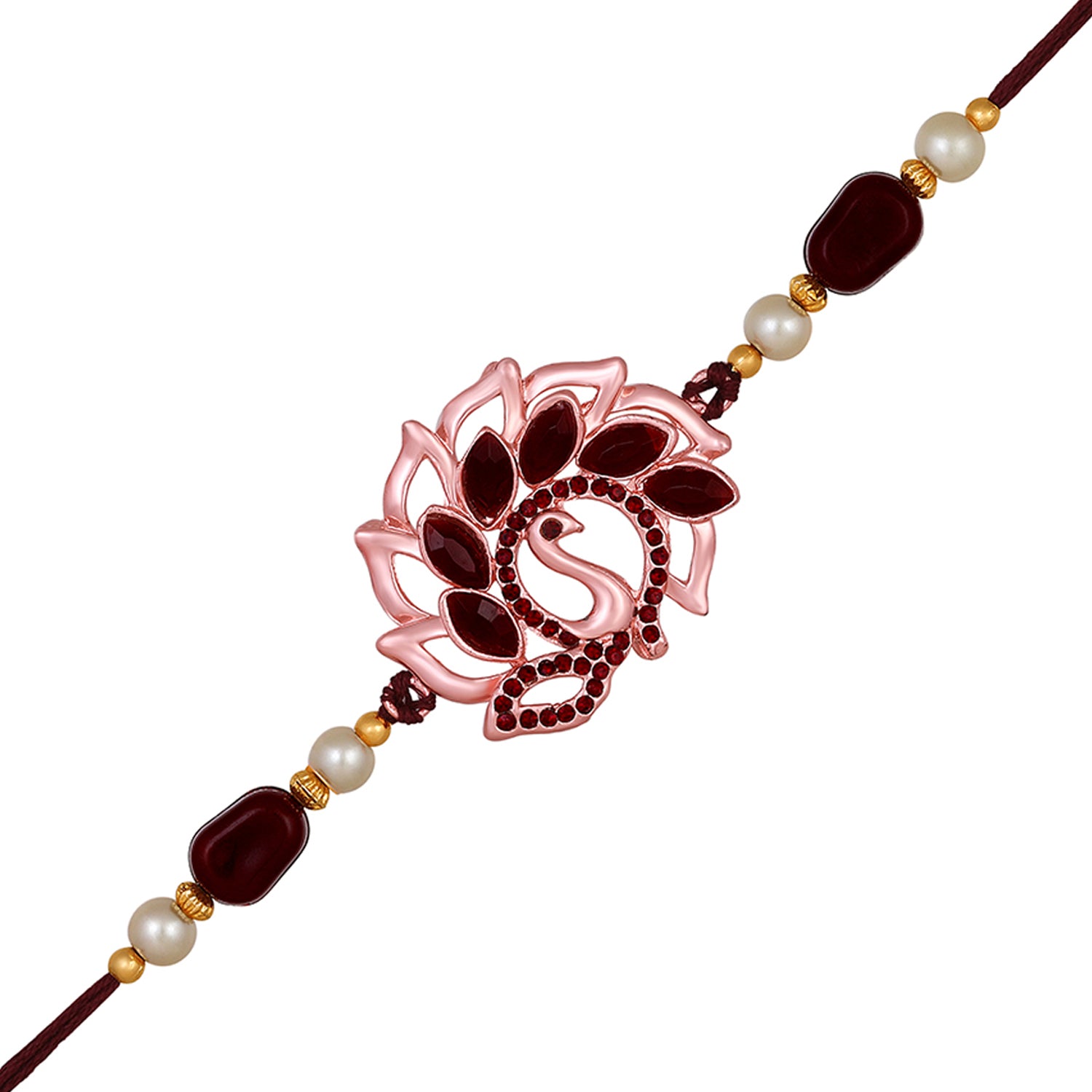 Peacock Shaped Maroon Rakhi
