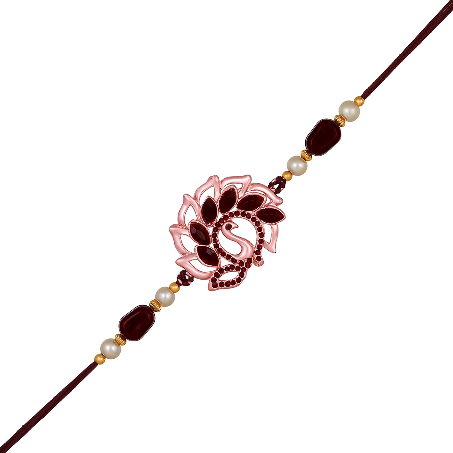 Peacock Shaped Maroon Rakhi