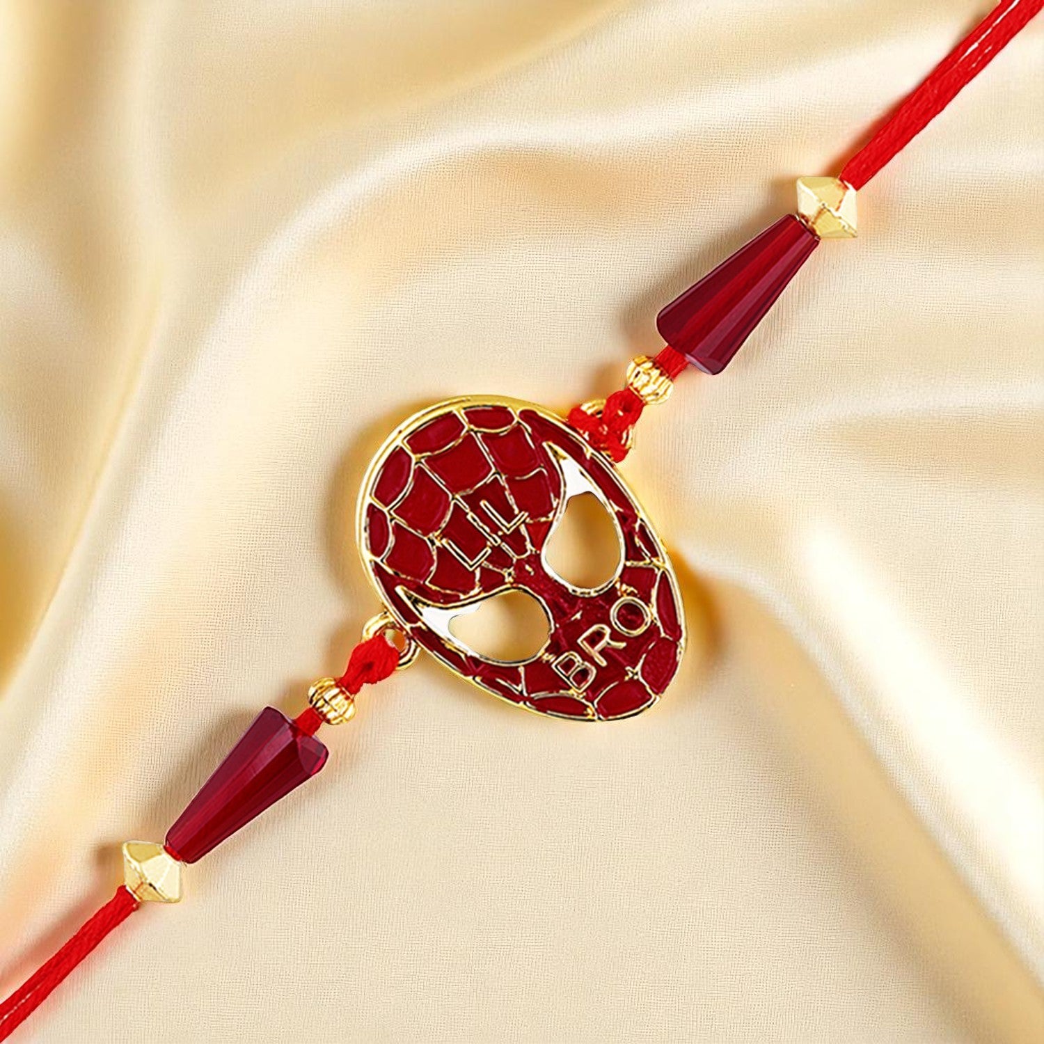 Red Meenakari Work Super Hero Rakhi