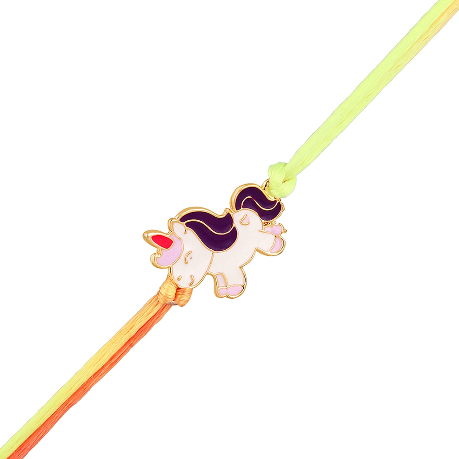 Meennakari Work Enamel Baby Unicorn-Shaped Rakhi