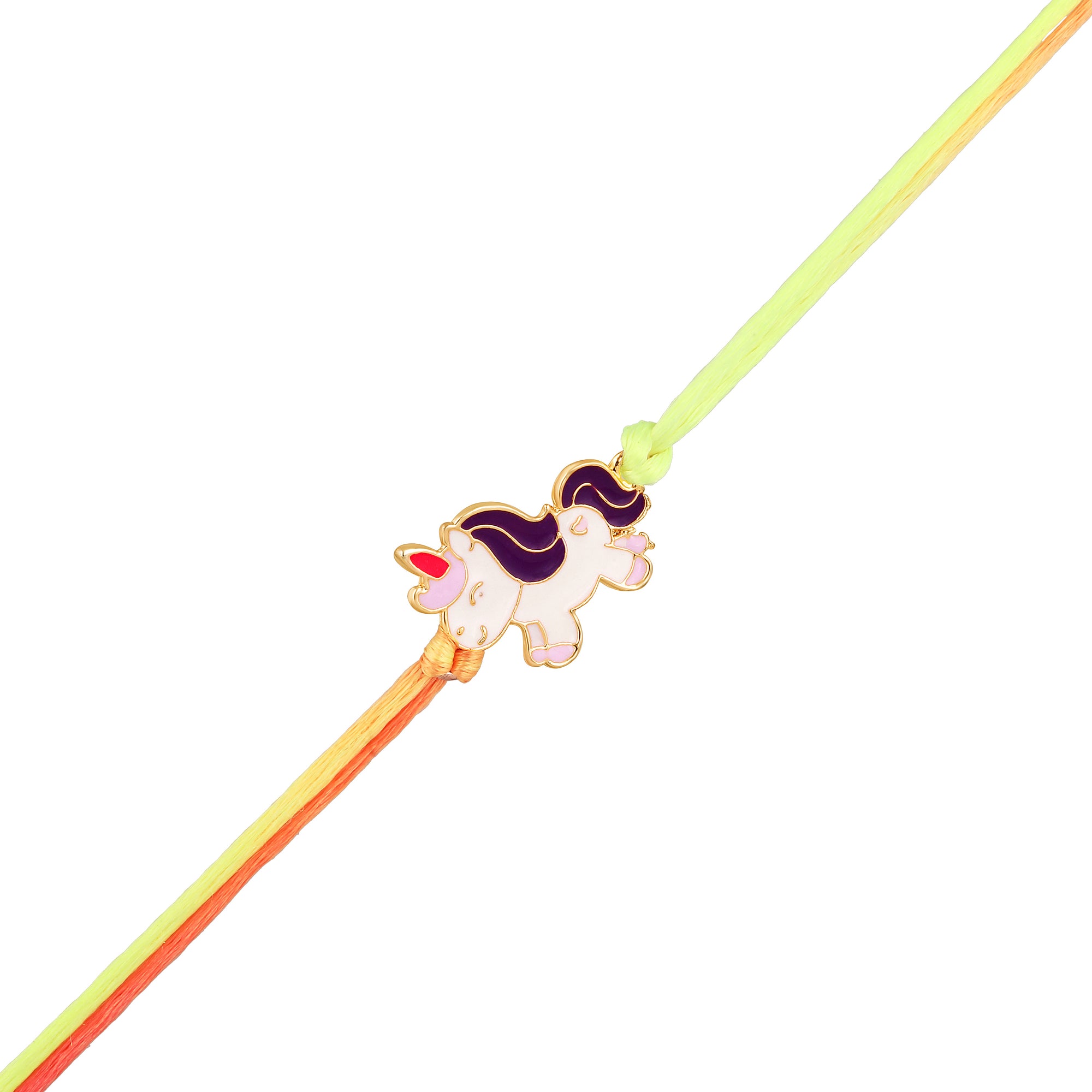 Meennakari Work Enamel Baby Unicorn-Shaped Rakhi