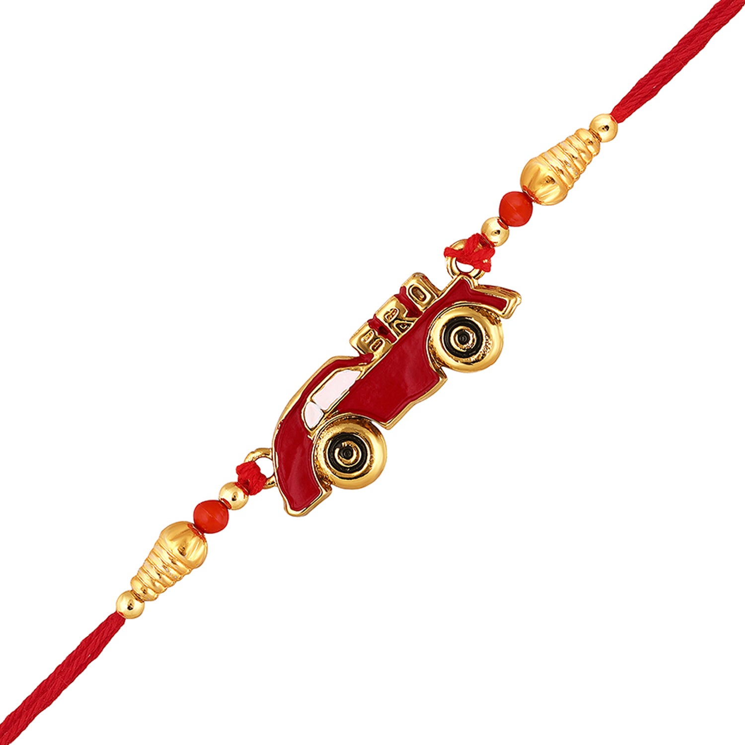 Red Meenakari Work Super Car Rakhi