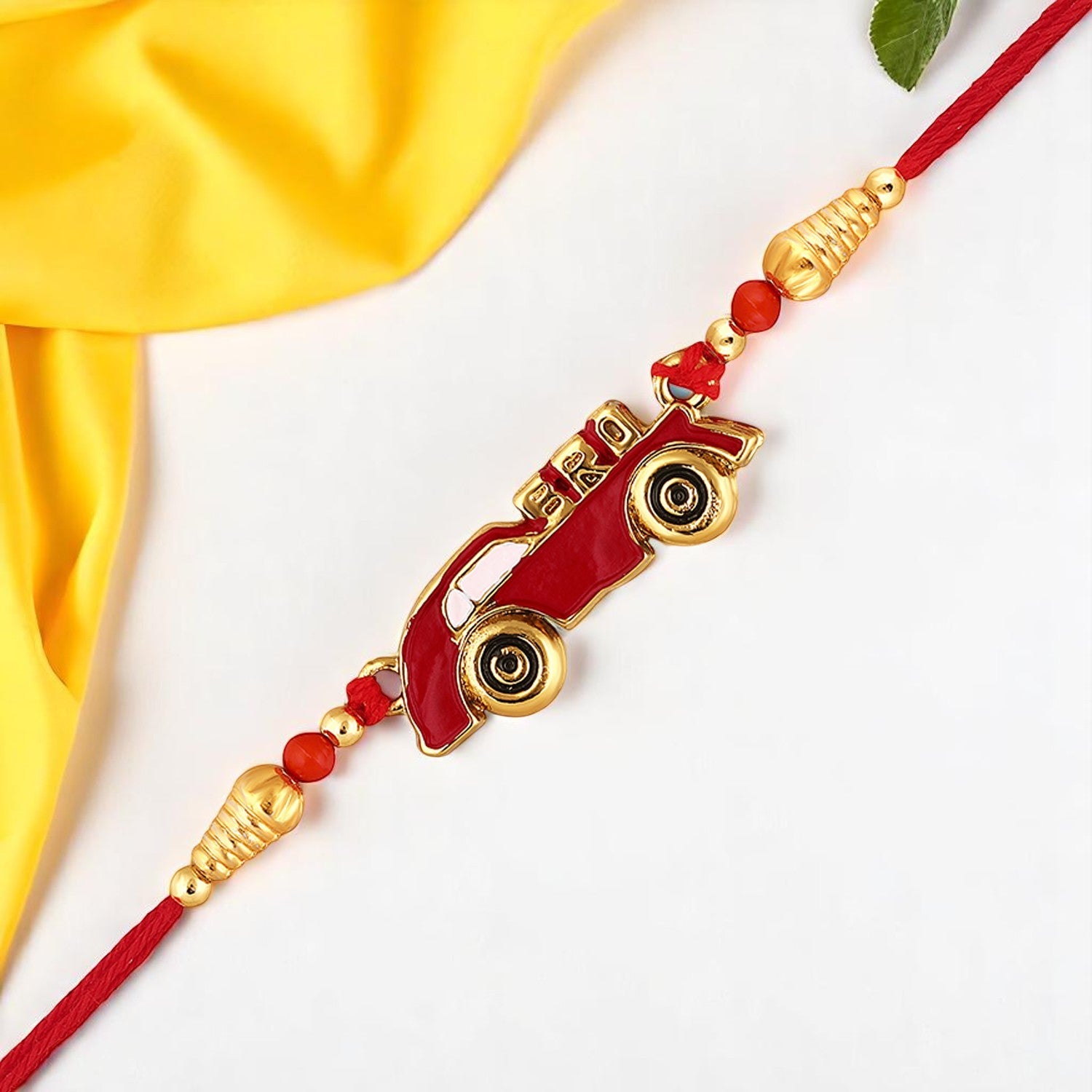 Red Meenakari Work Super Car Rakhi