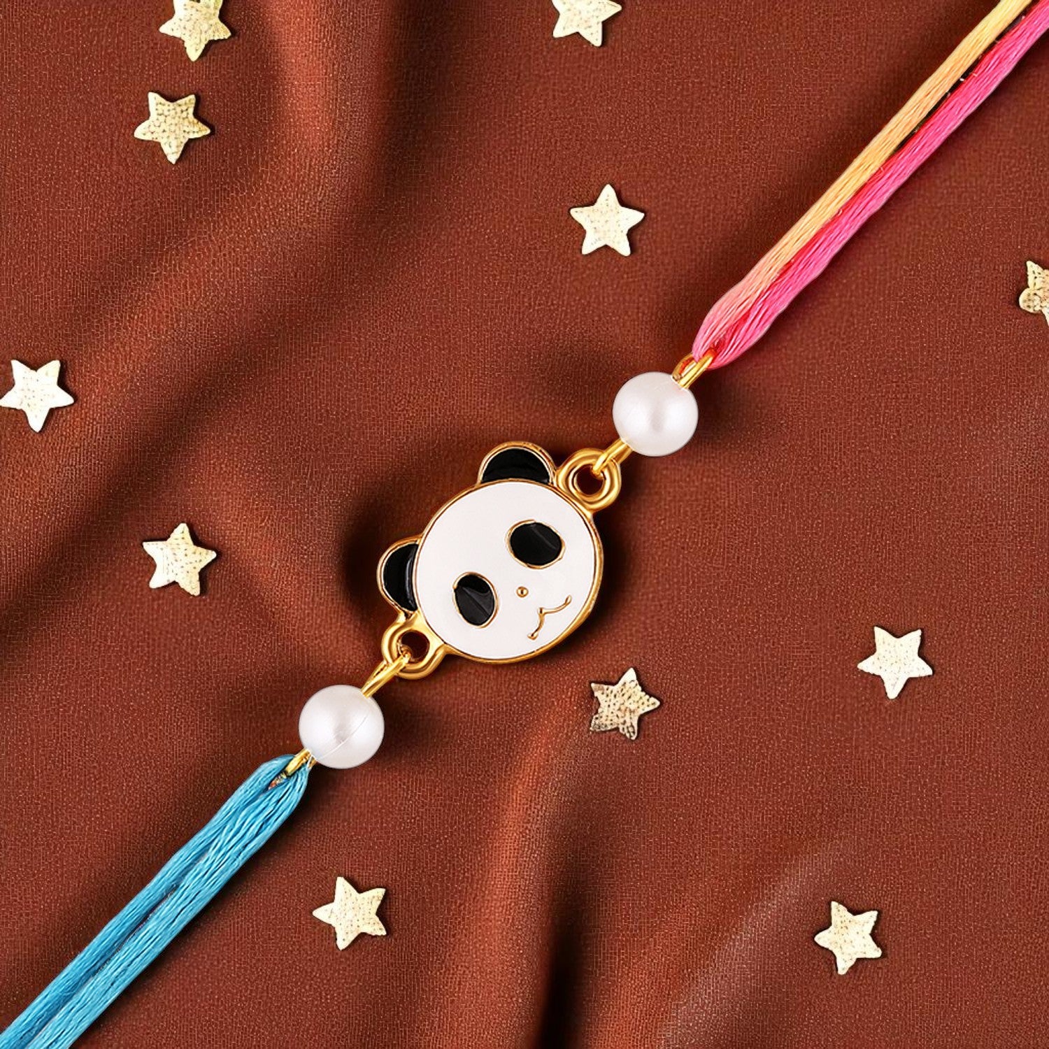 Meena Work Enameled Panda-Shaped Cartoon Rakhi