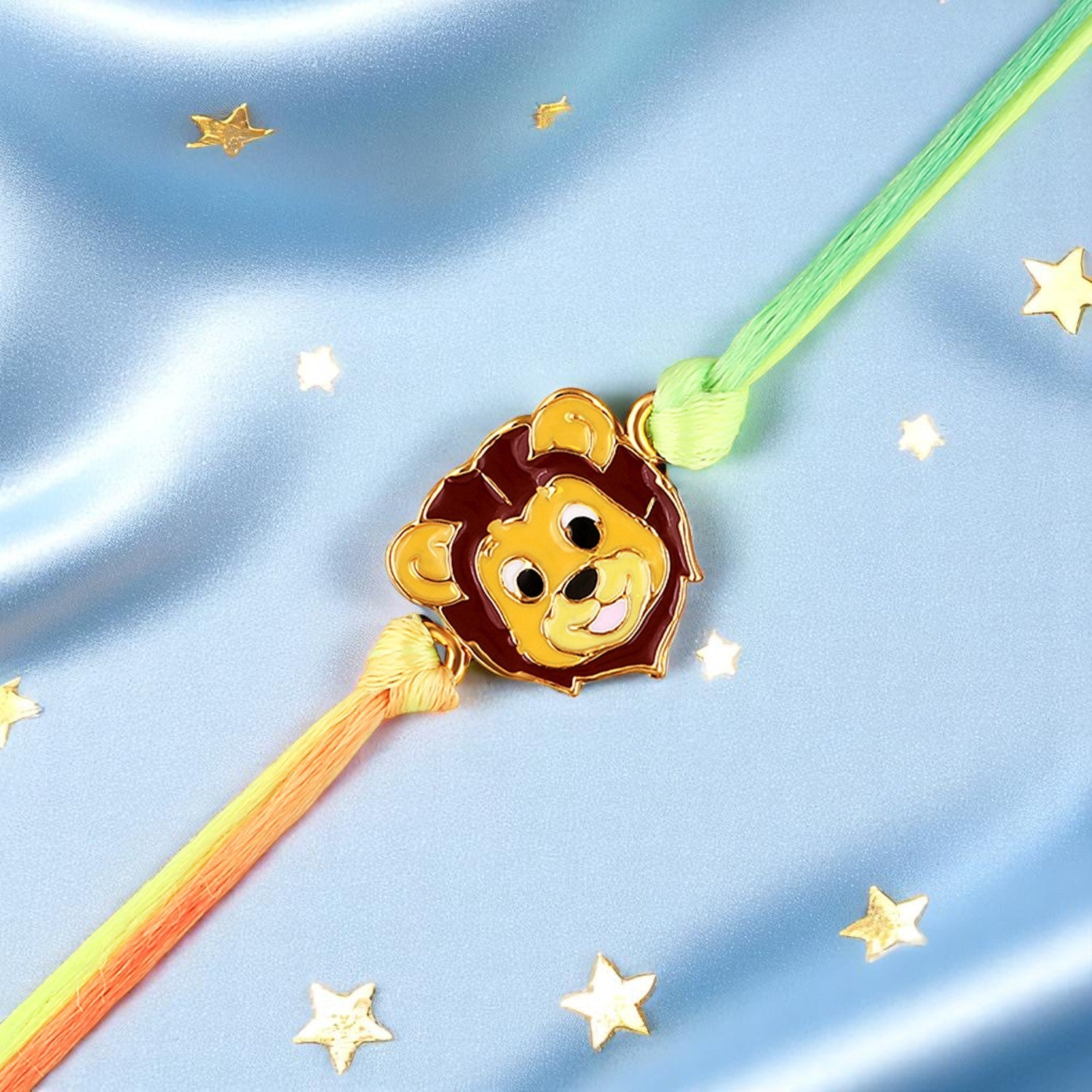 Meena Work Enameled Lion-Shaped Carton Rakhi