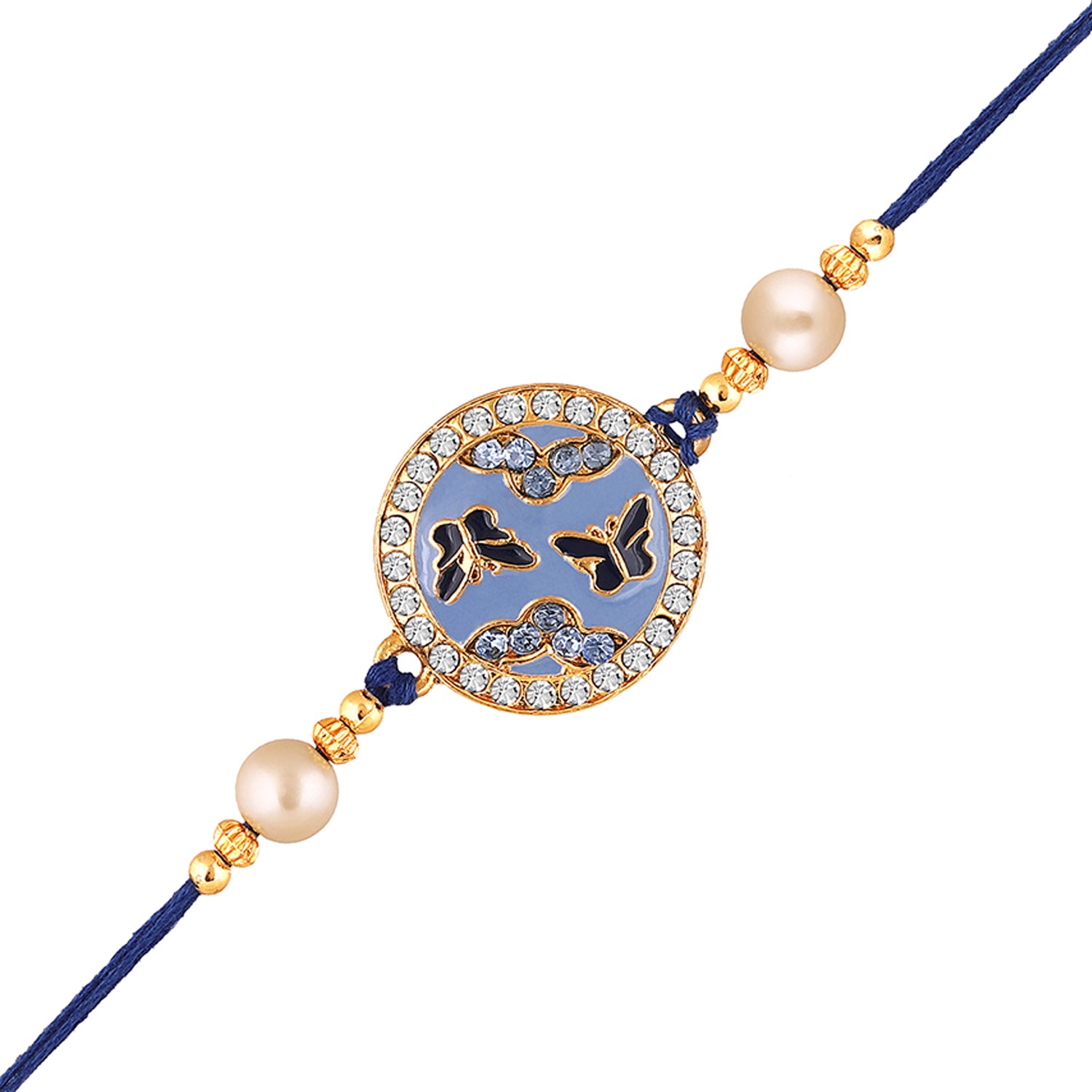 Meennakari Work Enamel Round and Butterfly-Shaped Rakhi