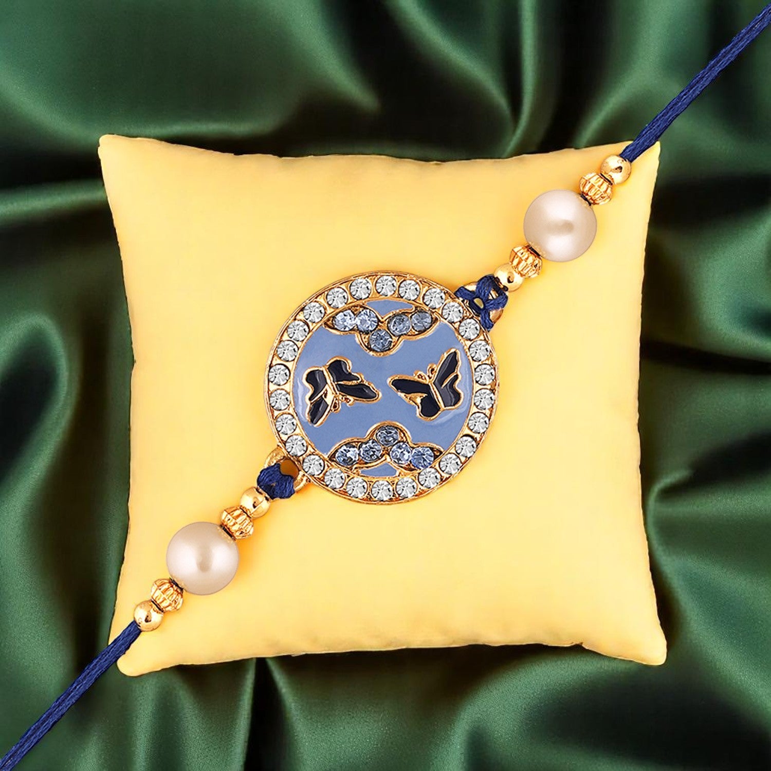 Meennakari Work Enamel Round and Butterfly-Shaped Rakhi