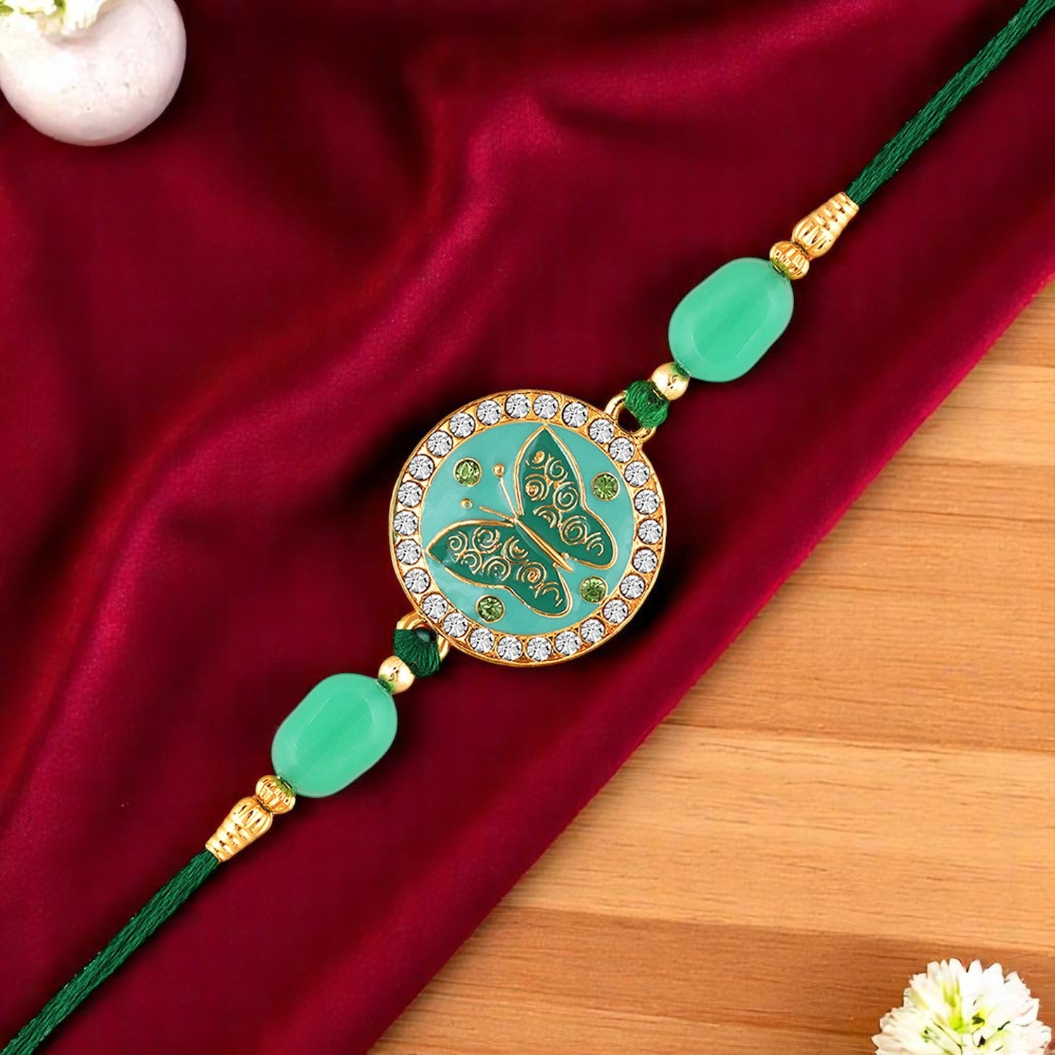 Meennakari Work Enamel Round and Butterfly-Shaped Rakhi