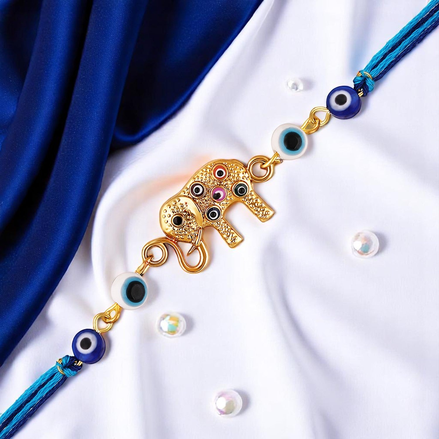 Evil Eye and Baby Elephant-Shaped Rakhi