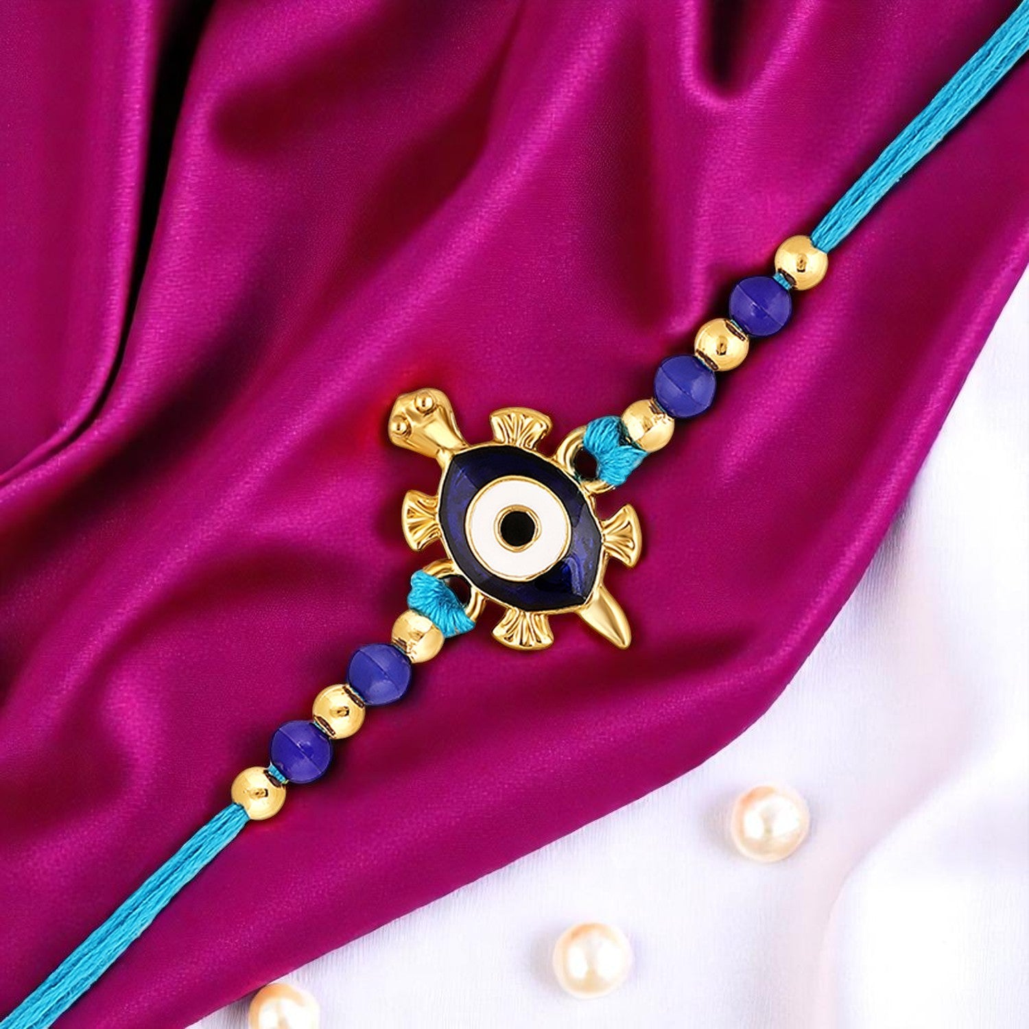 Meenakari Enamel Evil Eye & Tortoise-Shaped Fancy Rakhi