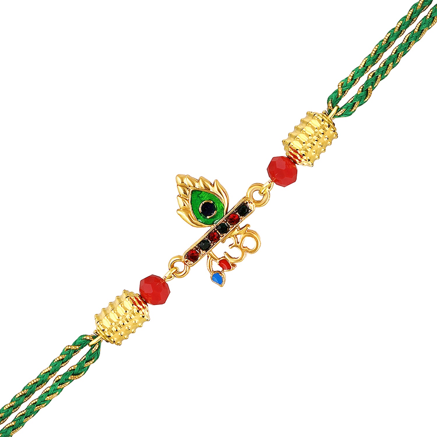 OM Lord Krishna Flute and Meenakari Mor Pankh Rakhi