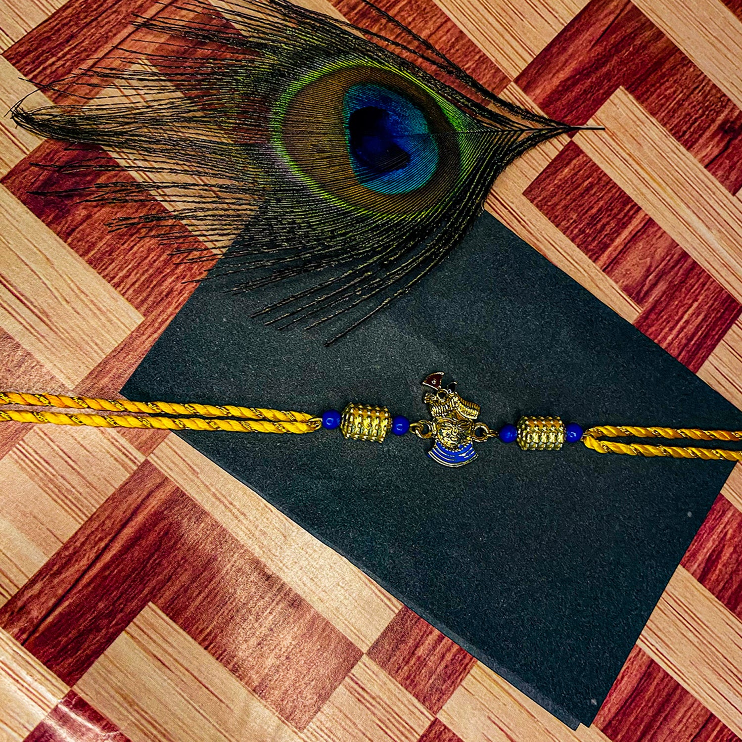 Religious Lord Krishana Meena Work Rakhi