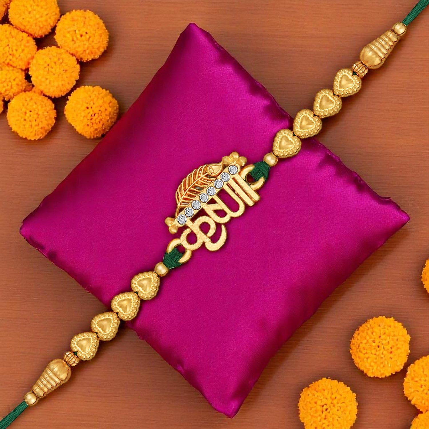 Krushna and and Peacock-Feaher-Shaped Rakhi
