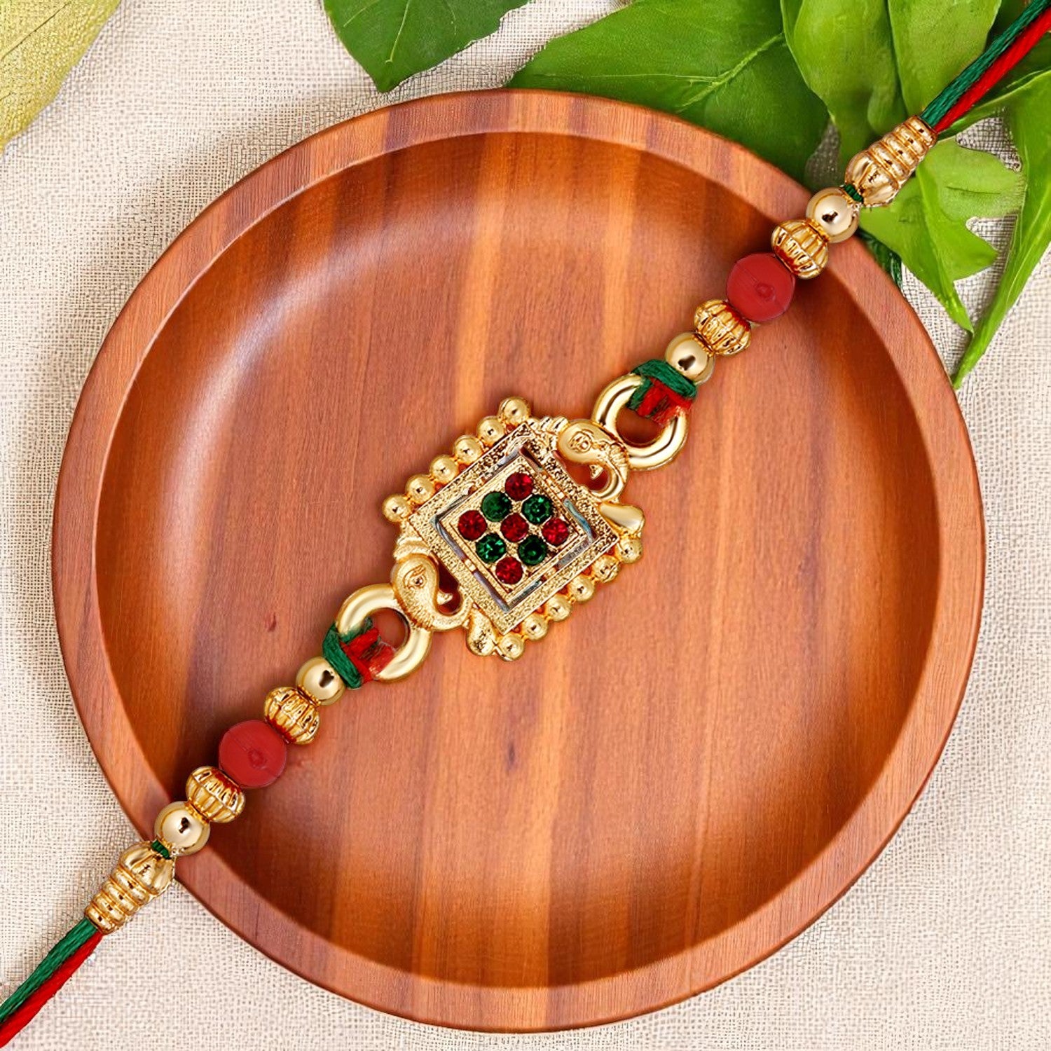 Square and Elephant-Face-Shaped Colorful Rakhi