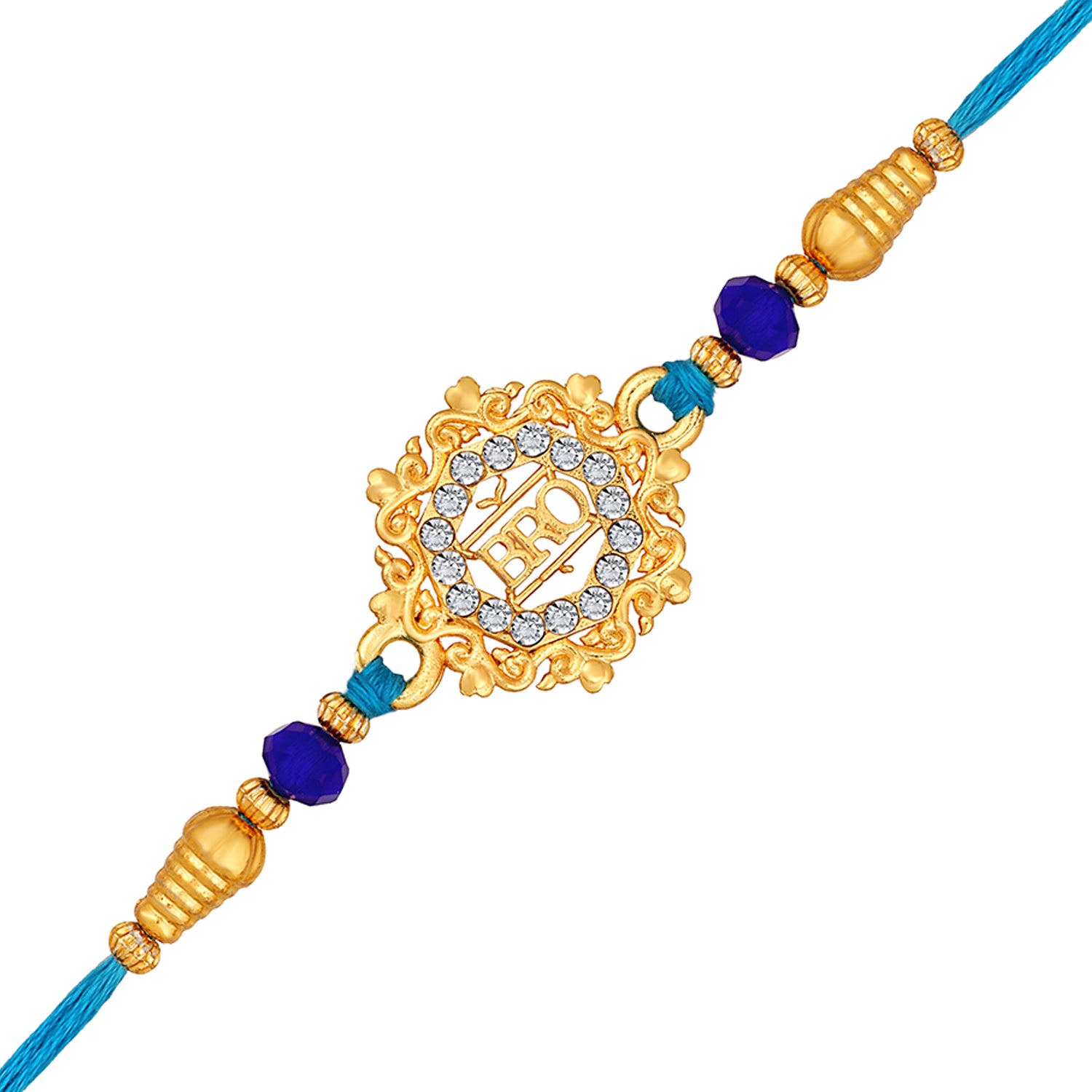 Floral and Bro Engraved Studed Rakhi
