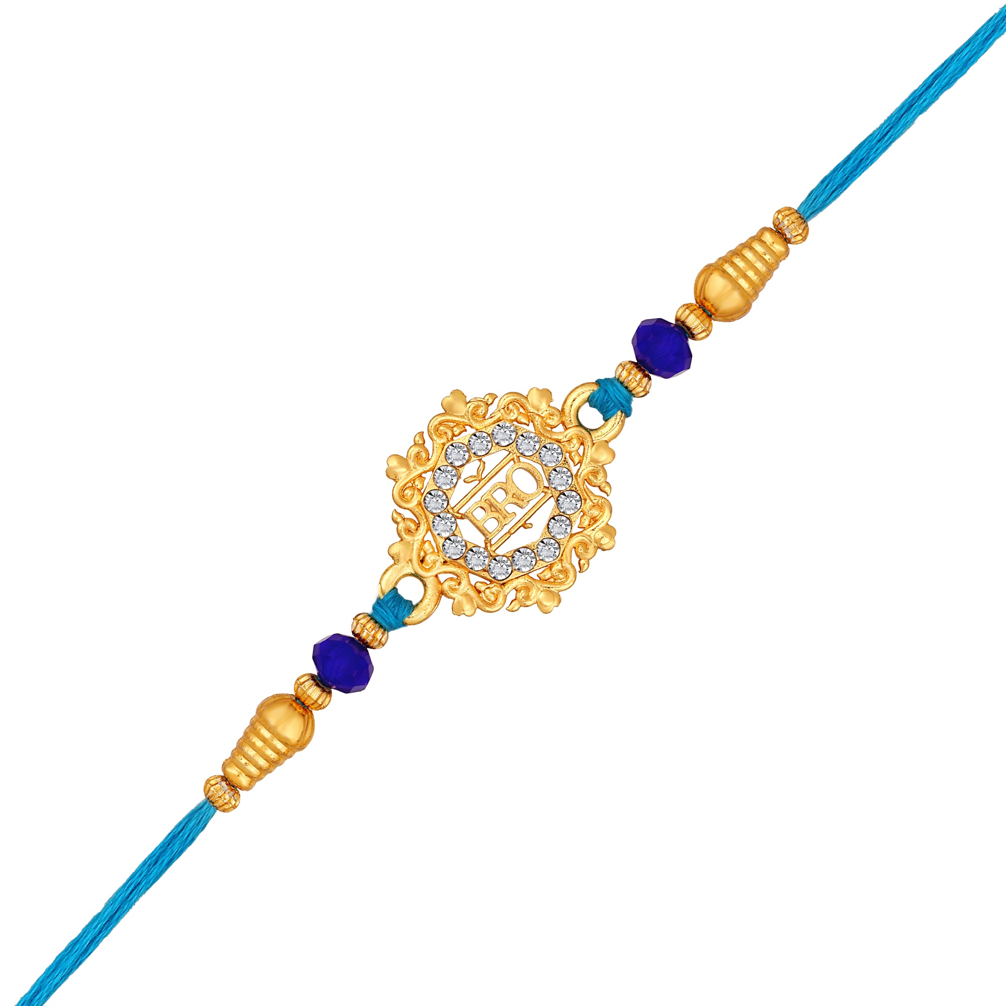 Floral and Bro Engraved Studed Rakhi