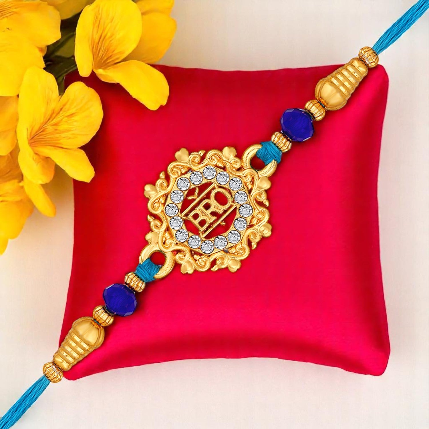 Floral and Bro Engraved Studed Rakhi