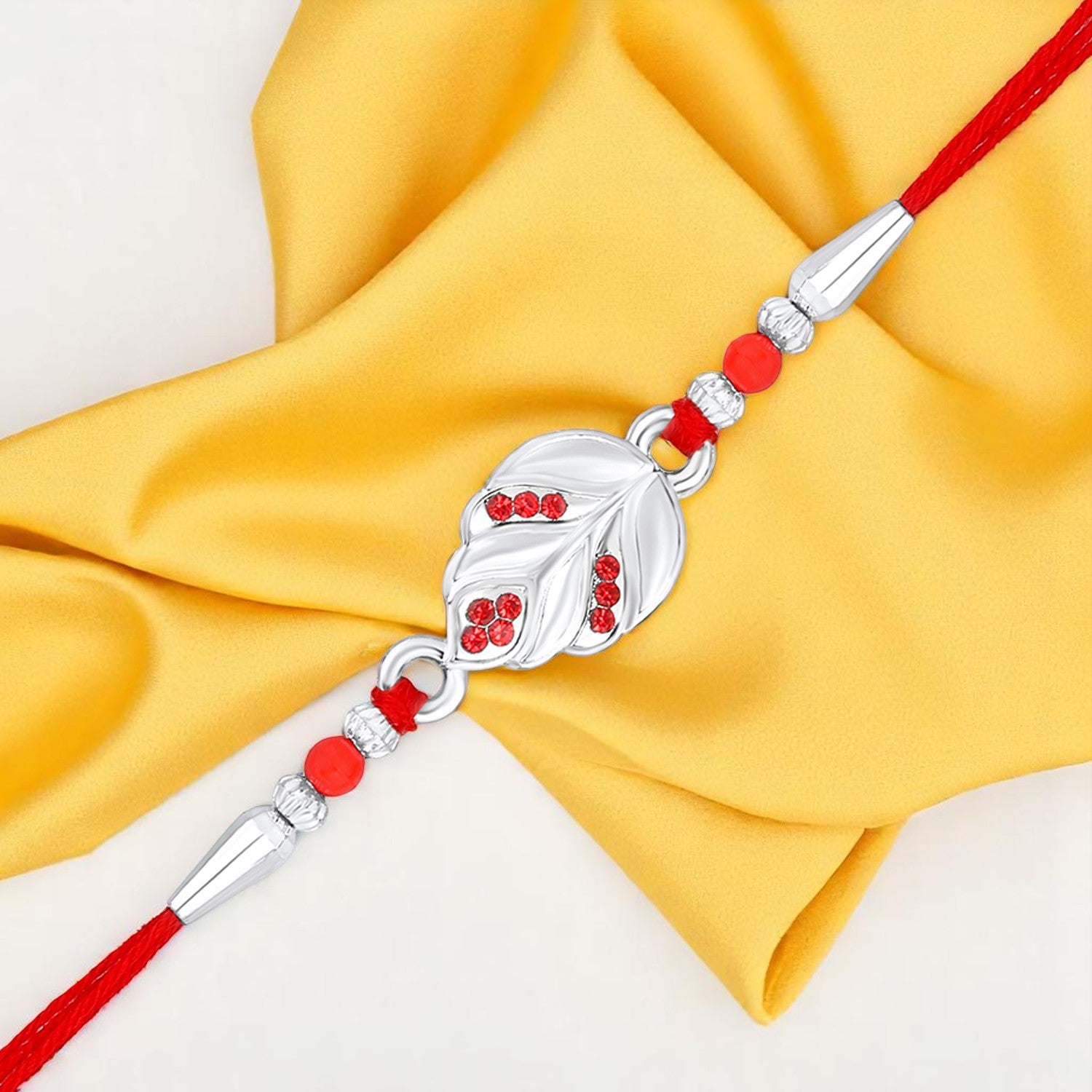 Feather-Shaped Studded Rakhi