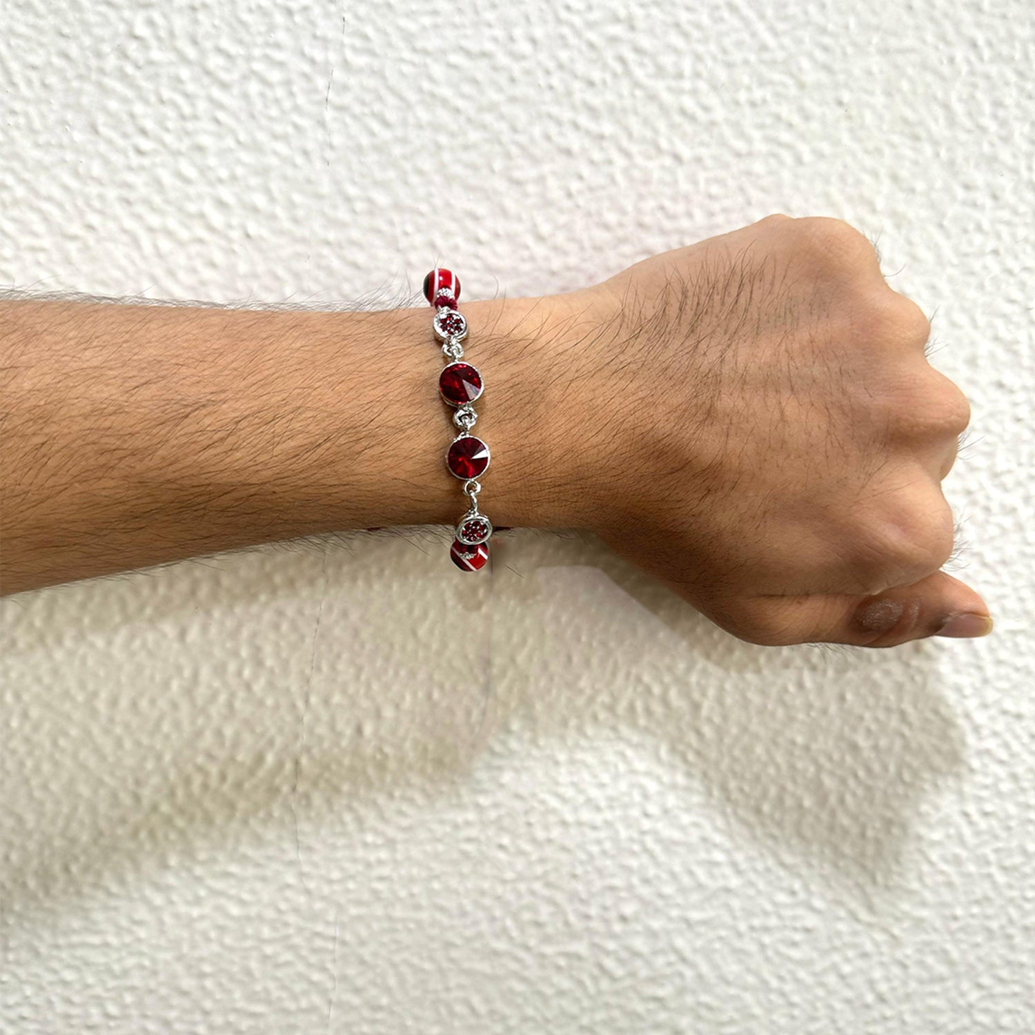 Red Evil Eye with Sudded Crystals Bhaiya Rakhi