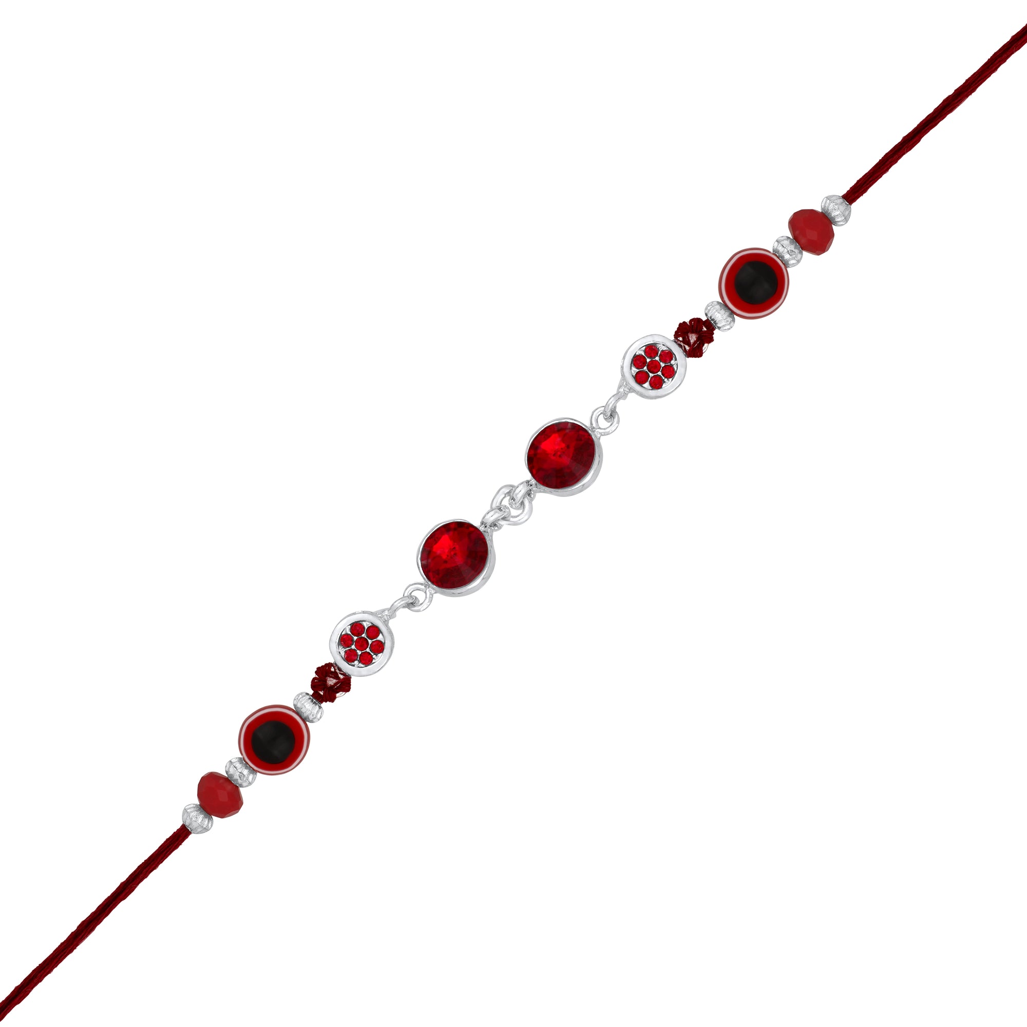 Red Evil Eye with Sudded Crystals Bhaiya Rakhi