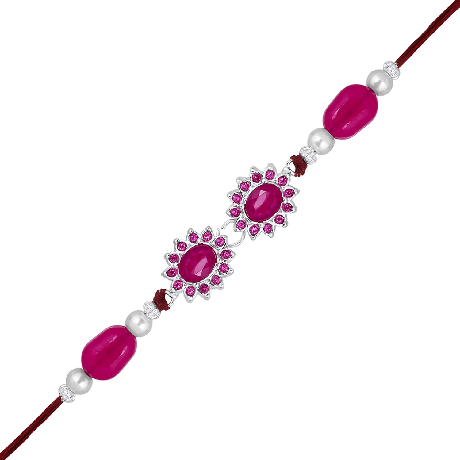 Pink Crystals Floral Bhaiya Rakhi