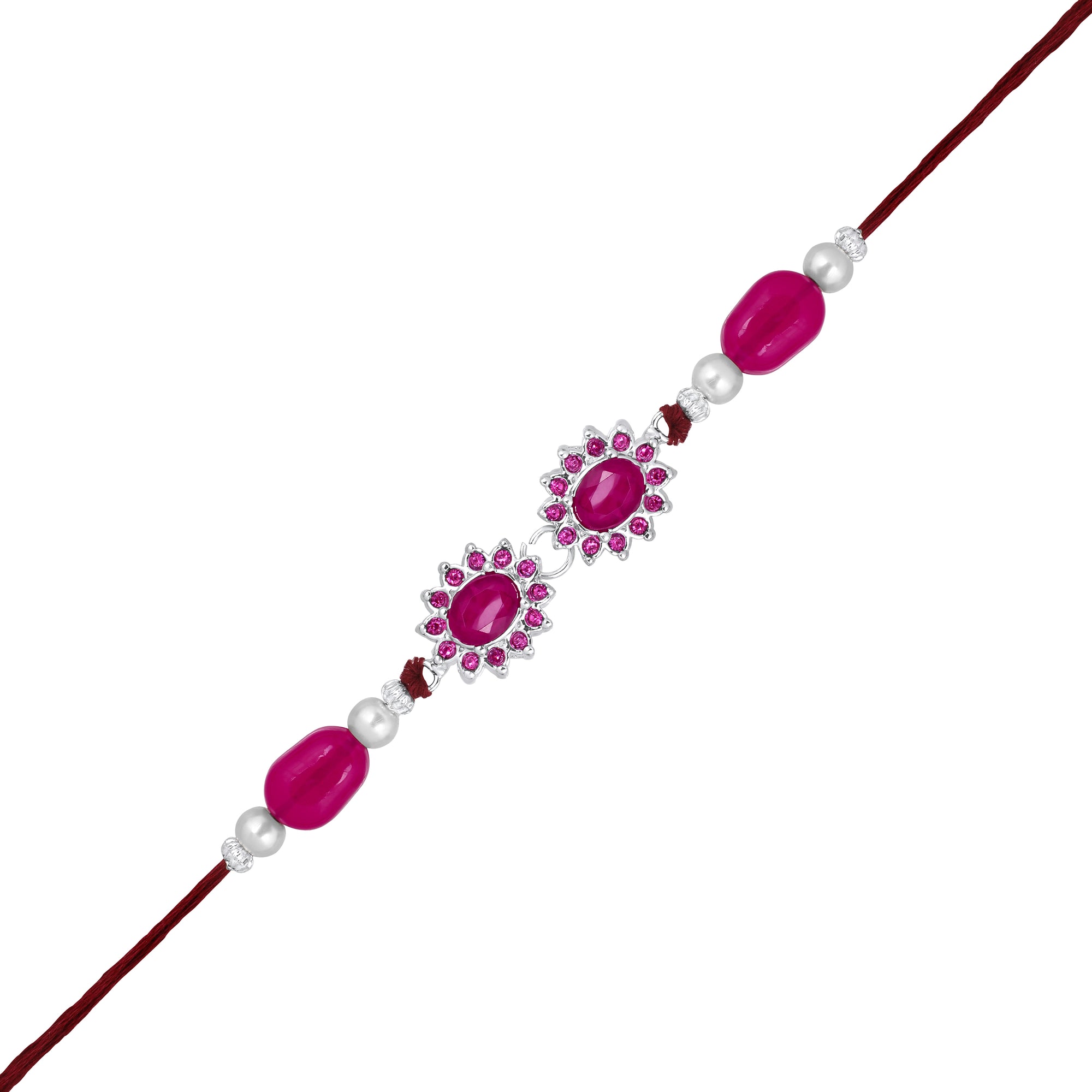 Pink Crystals Floral Bhaiya Rakhi