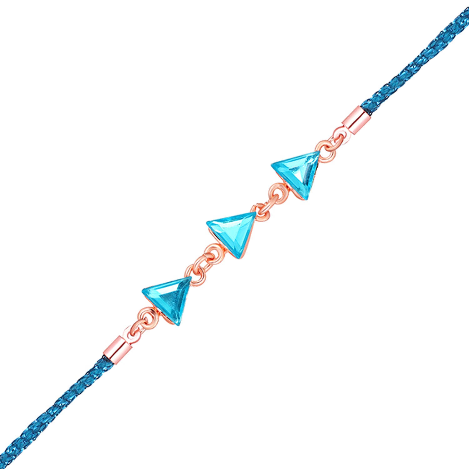 Aqua Blue Triangular Crystals Bracelet Rakhi
