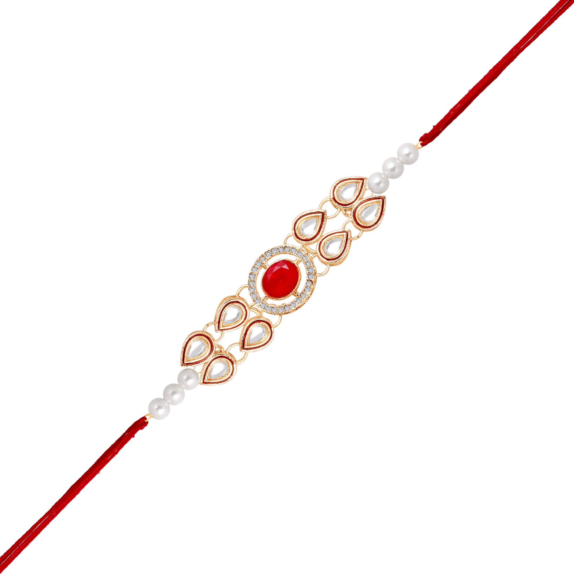 Classic Kundan Studded Ethnic Thread Rakhi