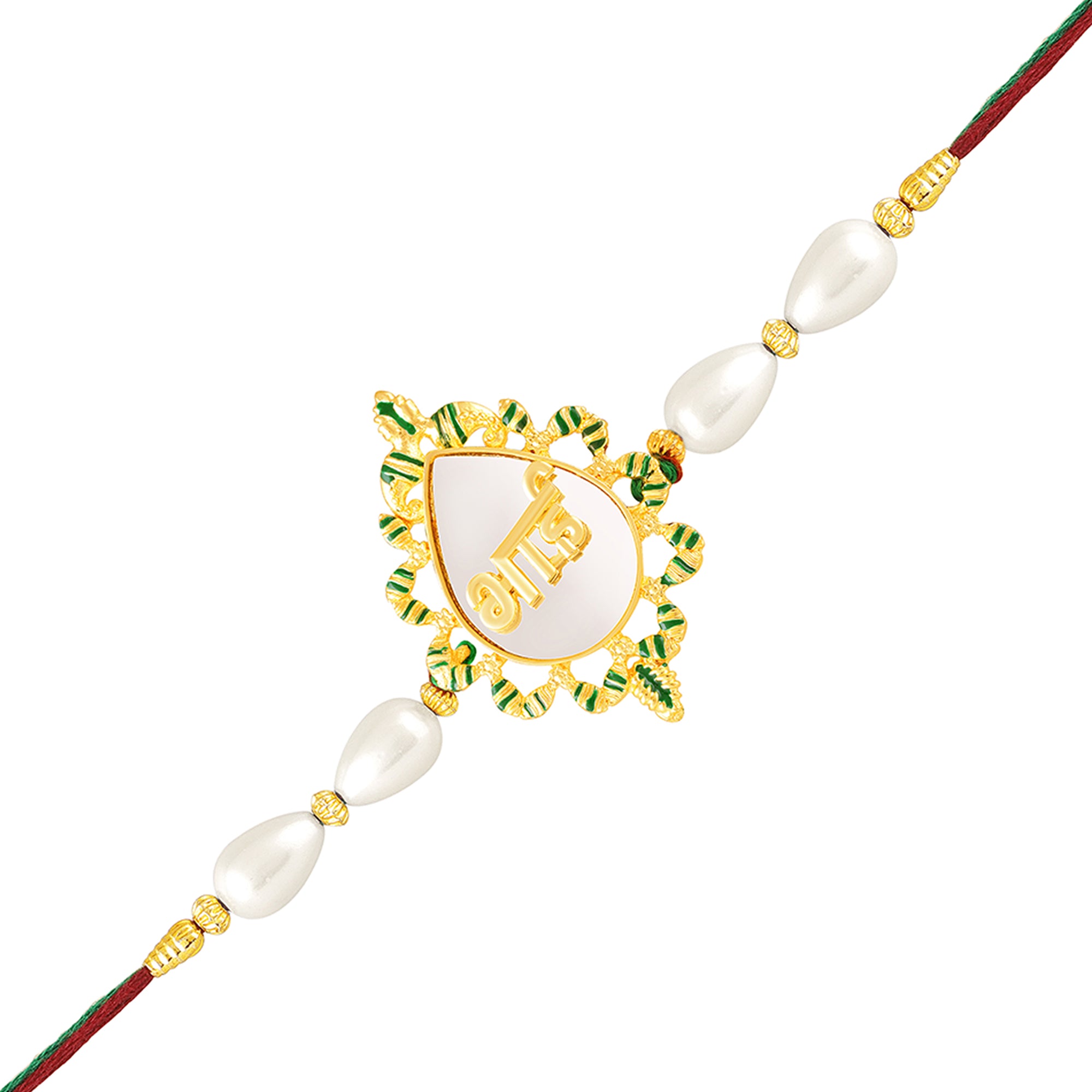 Bhai Engraved Green Meenakari Work Rakhi