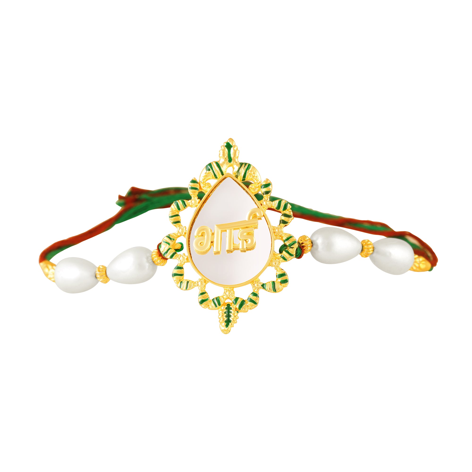 Bhai Engraved Green Meenakari Work Rakhi