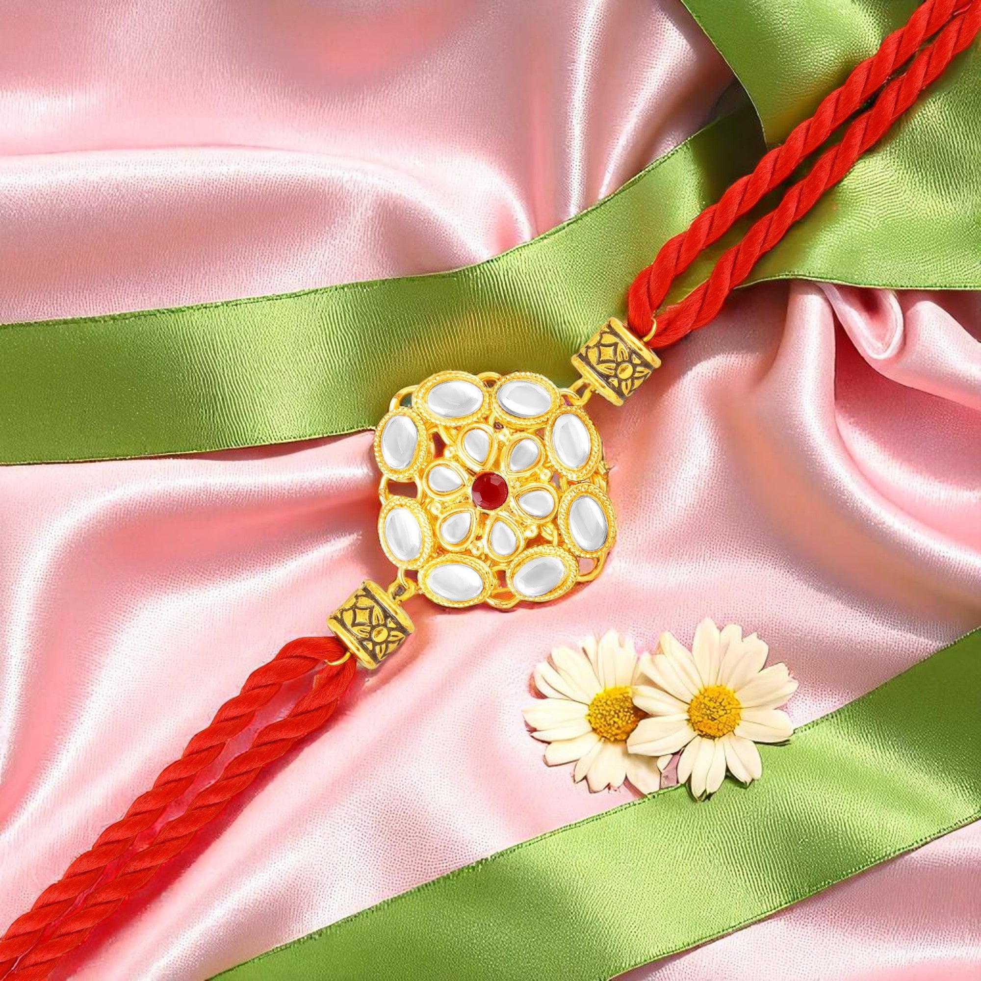 Traditional Kundan Rakhi for Brother