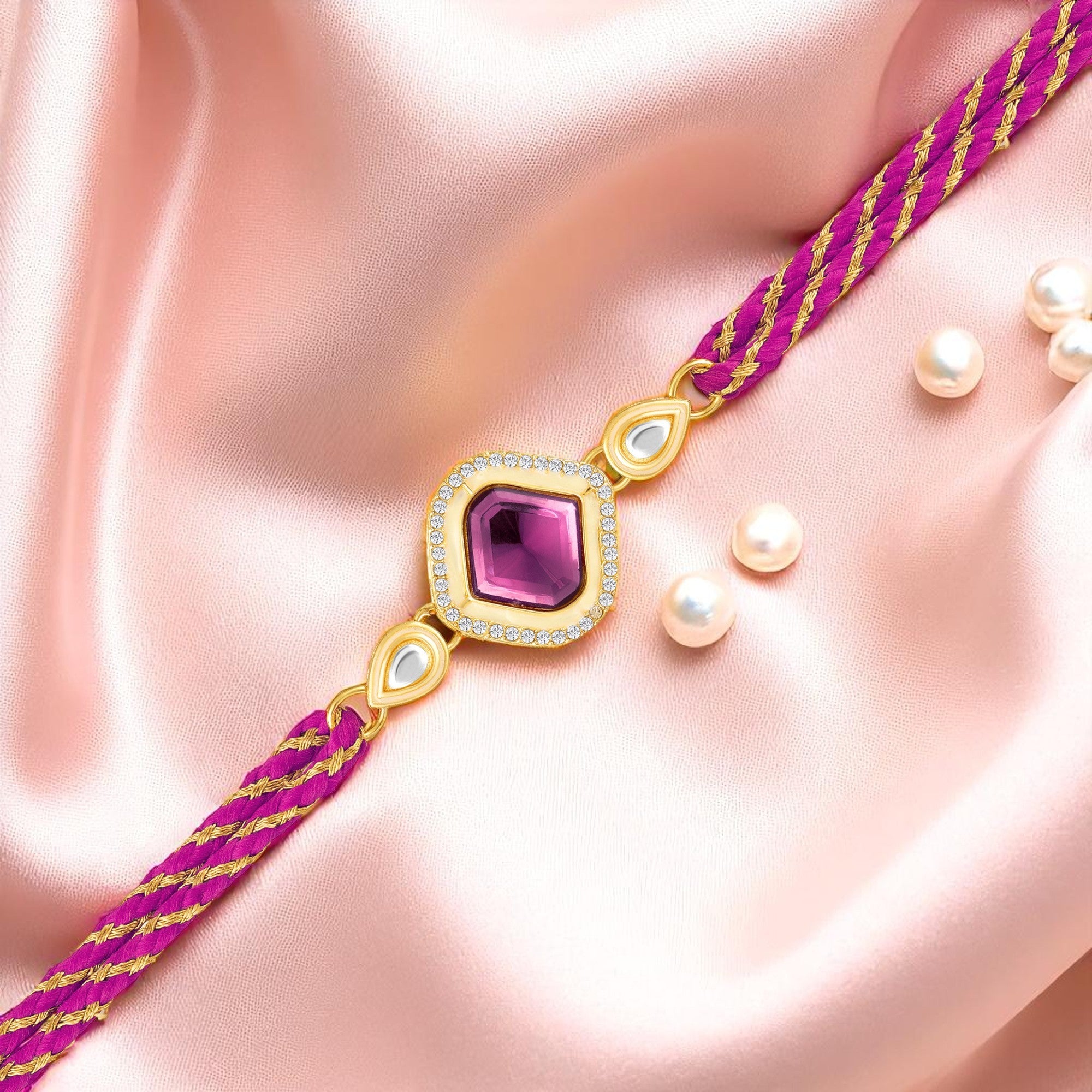 Elegant Kundan Rakhi for Brother