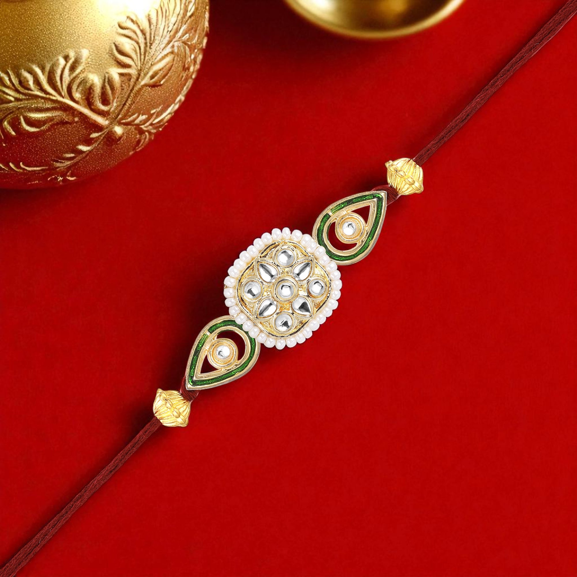 Traditional Kundan Rakhi for Brother