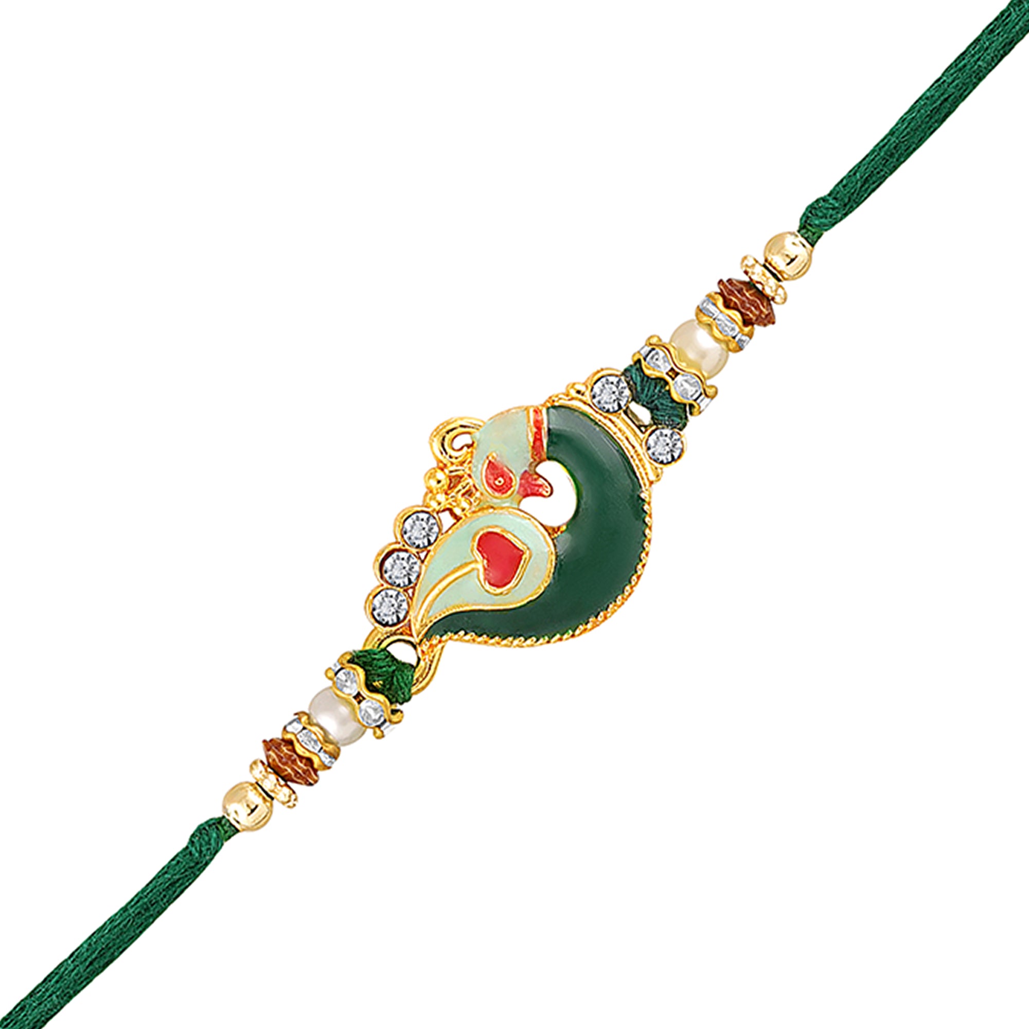 Enamel Peacock-Shaped Rakhi for Brother